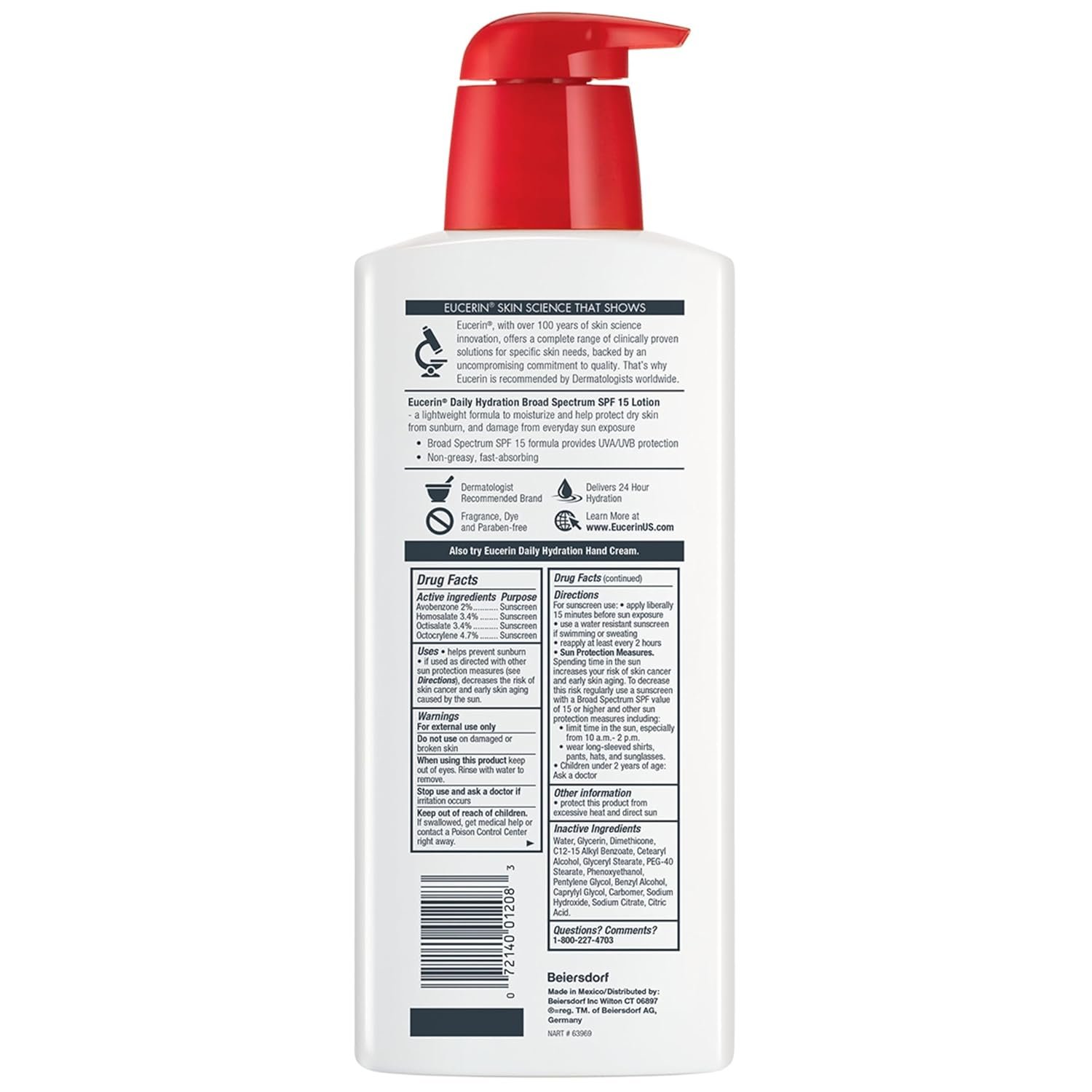 Eucerin Daily Hydration Lotion with SPF 15 - Broad Spectrum Body Lotion for Dry Skin - 16.9 fl. Oz. Pump Bottle (Pack of 3) - Image 10