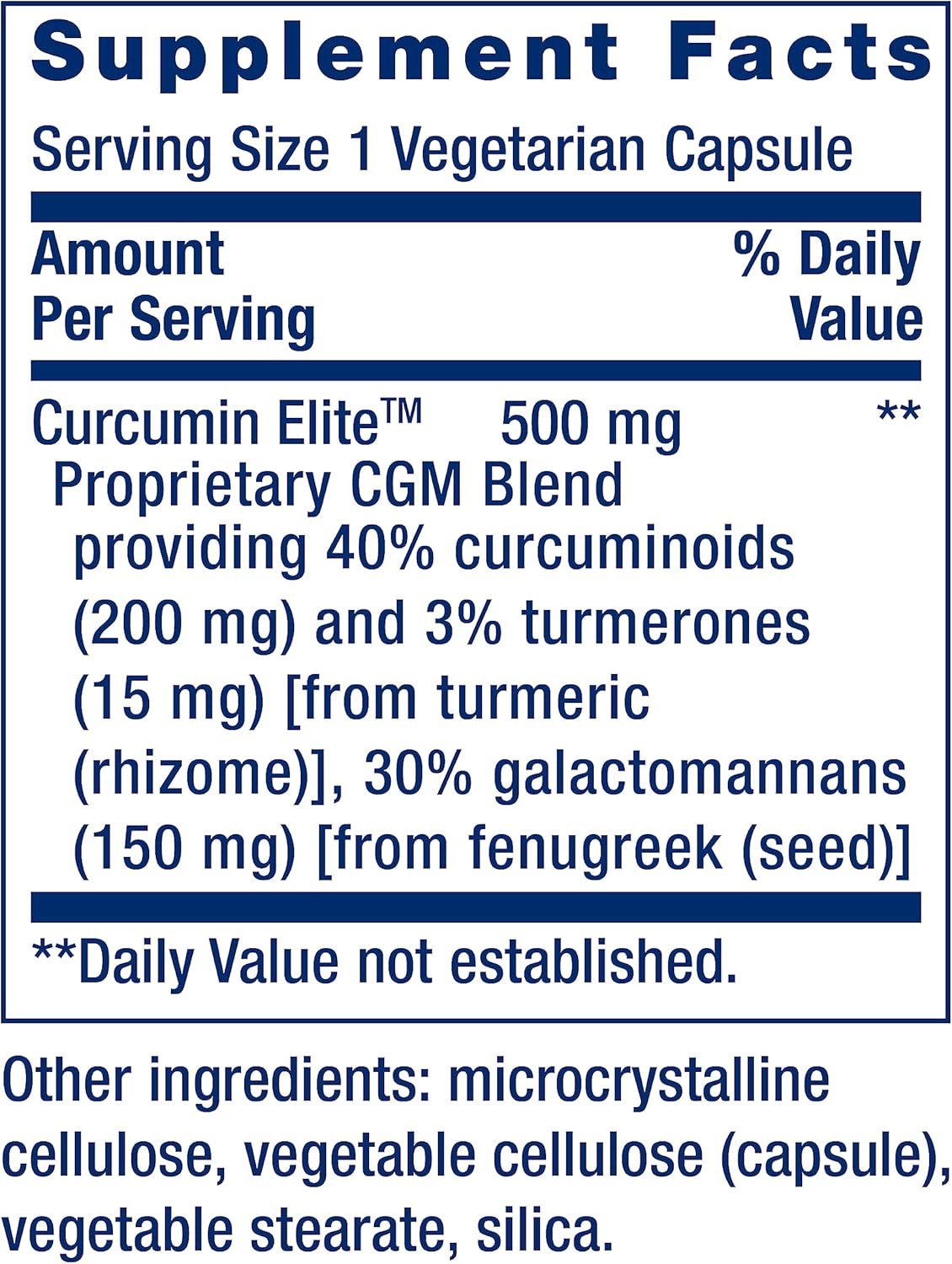Life Extension Curcumin Elite Turmeric Extract, promotes a healthy inflammatory response, immune & heart health, two-month supply, gluten-free, vegetarian, non-GMO, 60 vegetarian capsules - Image 4