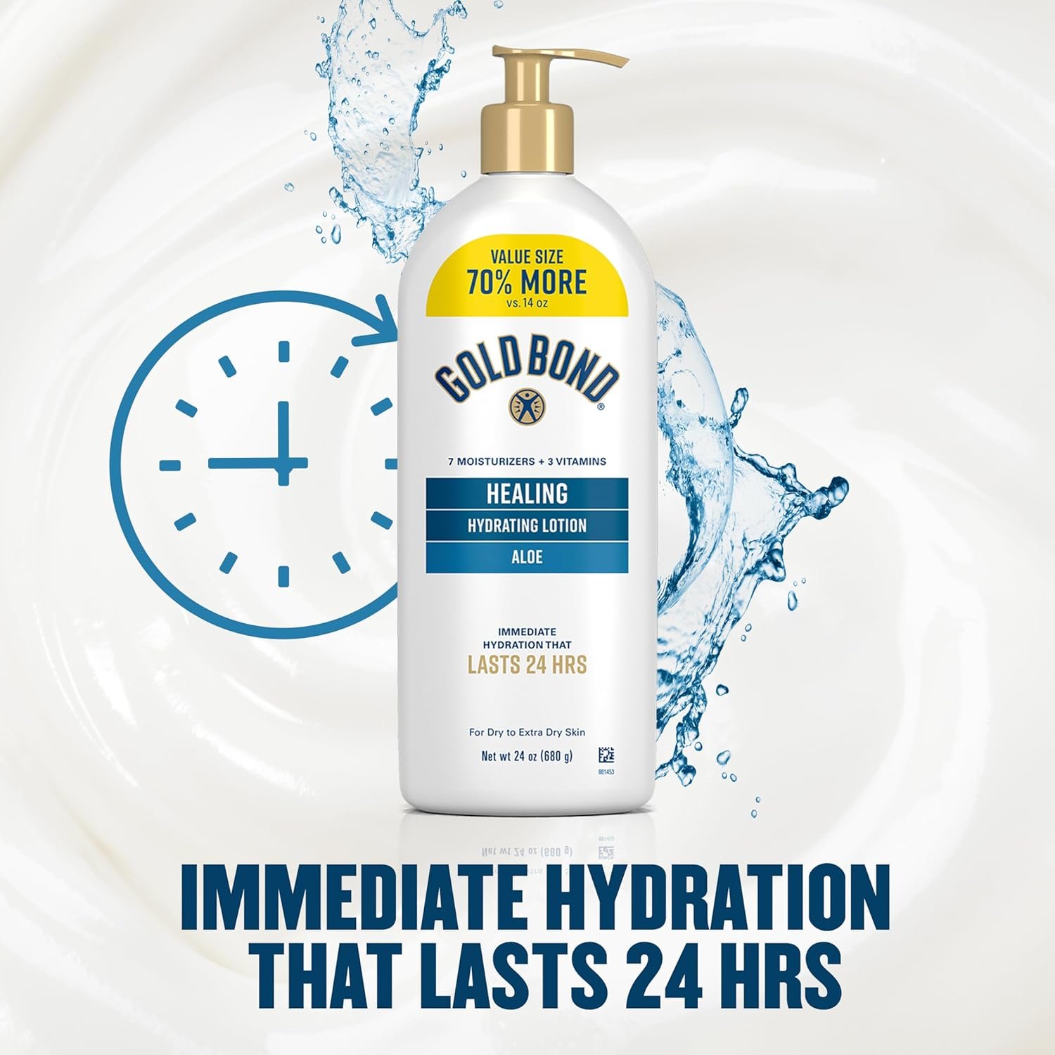 Gold Bond Healing Hydrating Lotion with Aloe Moisturizes, Heals & Smooths Dry Skin, Delivers Immediate 24-Hour Hydration, Value Size, 24 oz. - Image 5