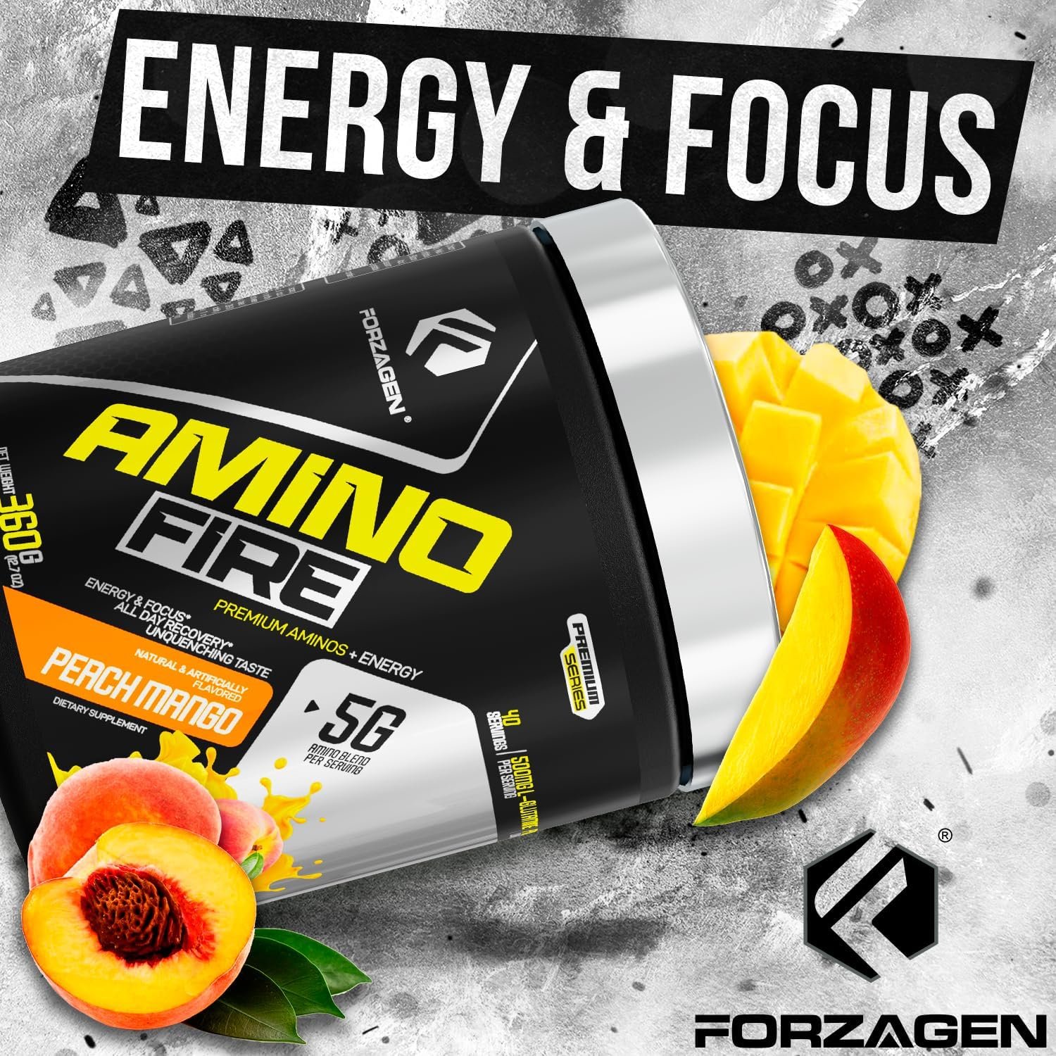 Forzagen Amino Fire | Essential Amino Energy Powder for Pre-Workout | BCAA Energy Boost & Muscle Recovery Drink Mix, Enhance Focus & Concentration, Dietary Supplement | Peach Mango, 40 Servings - Image 7