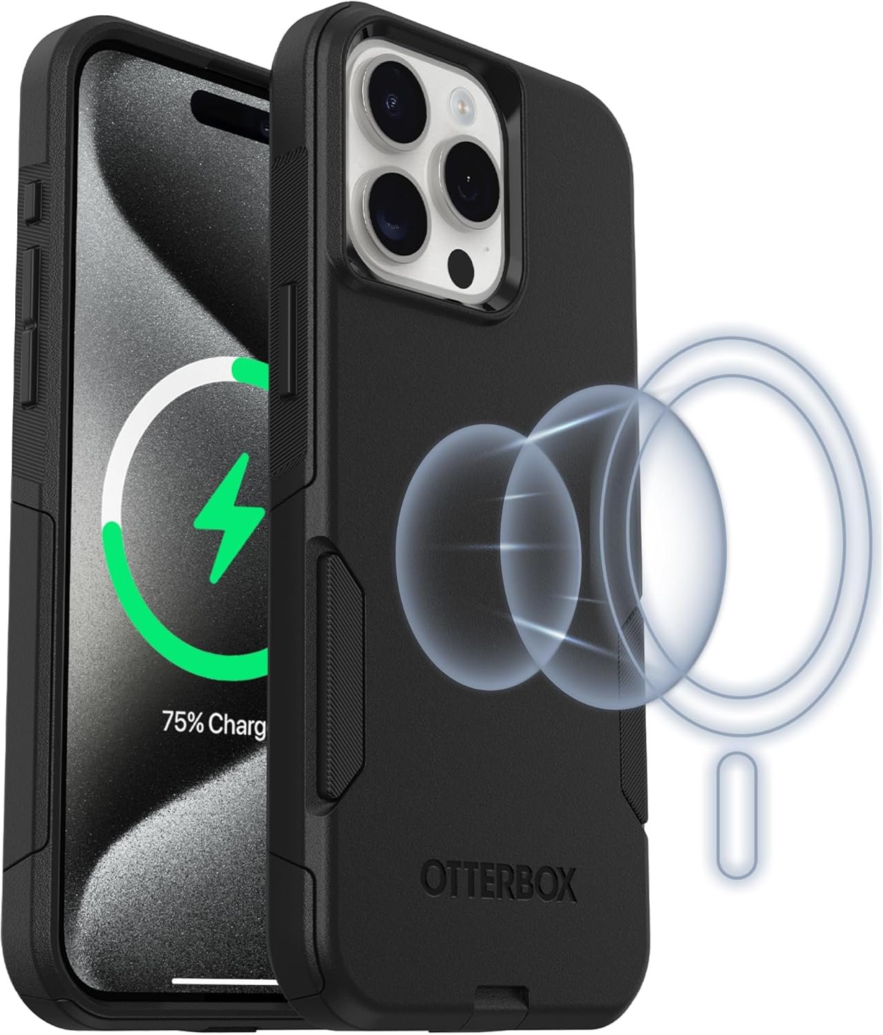 OtterBox iPhone 15 Pro MAX Commuter Series Case - MagSafe Edition - Black, Slim & Tough, Pocket-Friendly, with Port Protection - Image 2