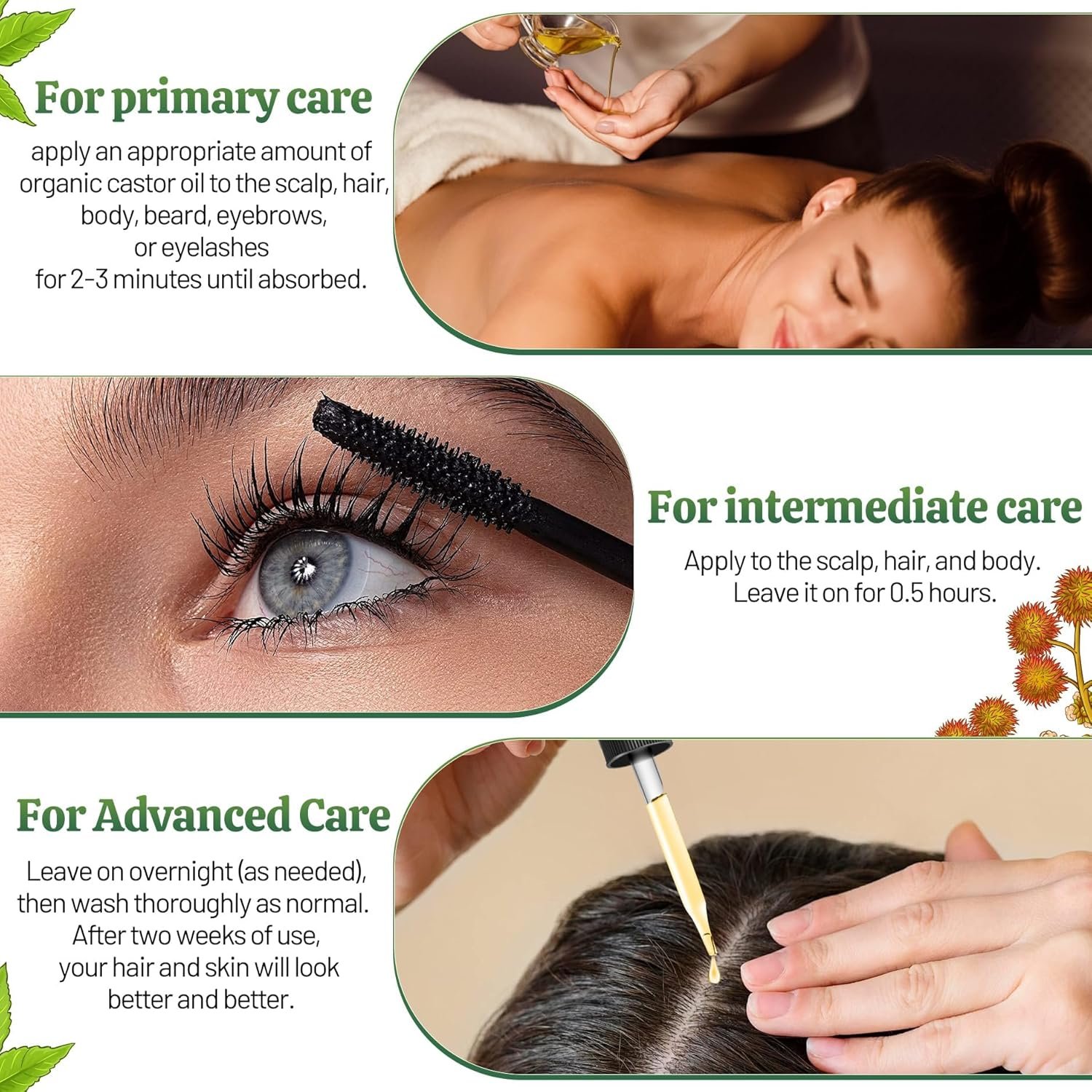 Jamaican Black Castor Oil, Cold Pressed Organic Pure Unrefined Glass Bottle Hair Oil For Hair Growth, Natural Carrier Oil for Thicker Eyebrows Eyelashes, Scalp, Face, Skin Moisturizer - Image 7