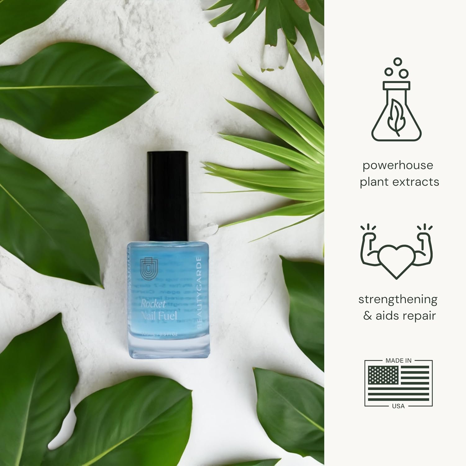 BeautyGARDE Rocket Nail Fuel, 0.5 Oz Nail Strengthener for Damaged Nails - Extra Strong Nail Growth & Repair Treatment, Vegan & 21-Free Nail Hardener with Botanical Ingredients for Healthy Nails - Image 3