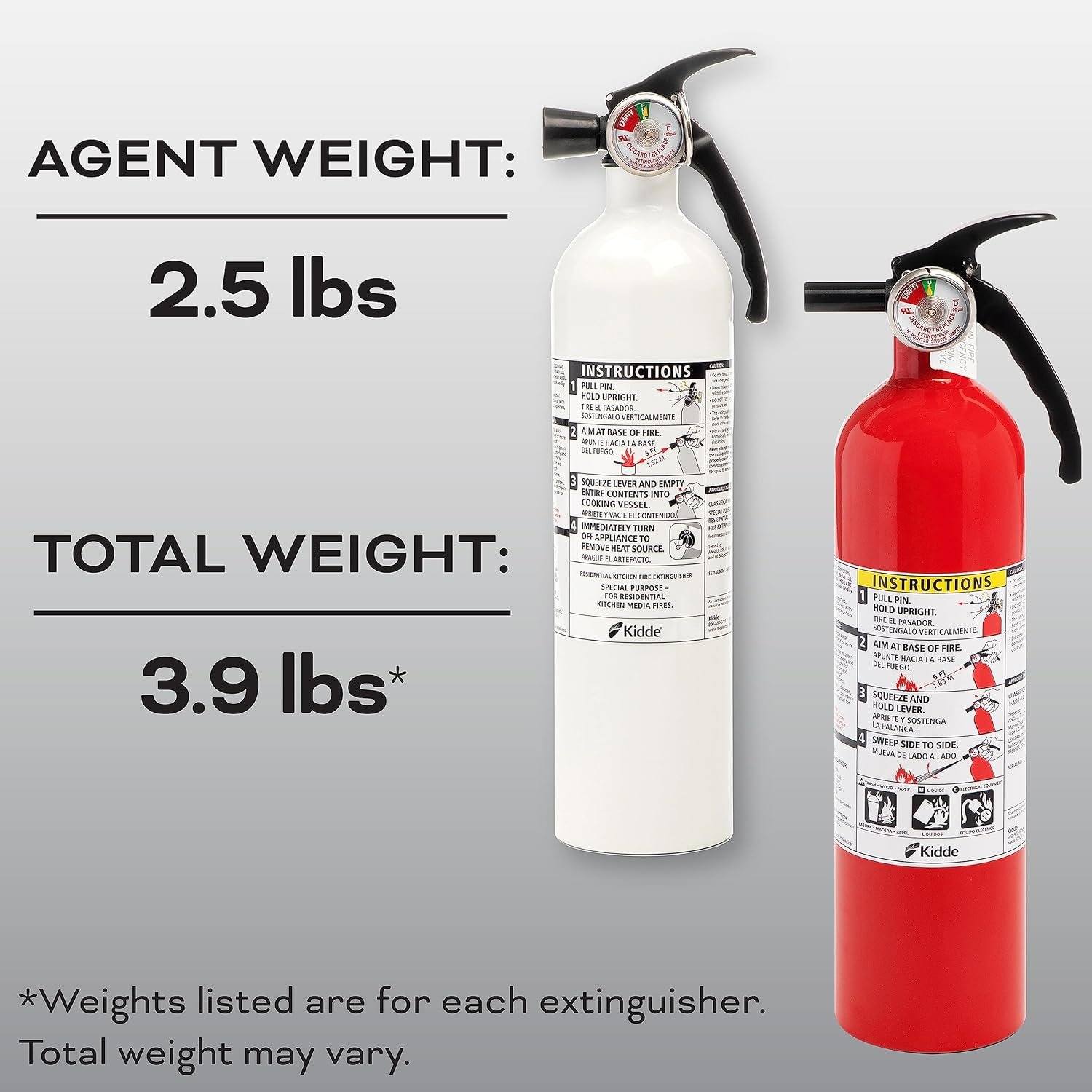 Kidde Kitchen Fire Extinguishers for Home & Office Use, 2 Pack: One 1-A:10-B:C and One Specialty Kitchen Extinguisher, Wall Mount & Strap Brackets Included - Image 11