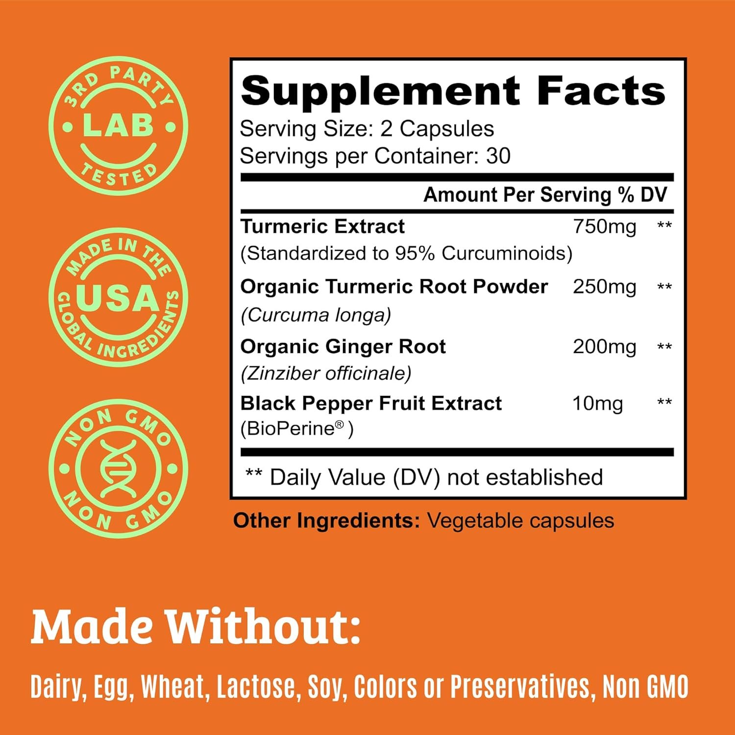 Turmeric Curcumin with Black Pepper. Turmeric and Ginger Supplement. 15X High Potency & Absorption Turmeric Capsules. Turmeric Curcumin Supplements 1000mg. Curcuma Capsules. Joint Support, 60 Pills. - Image 3