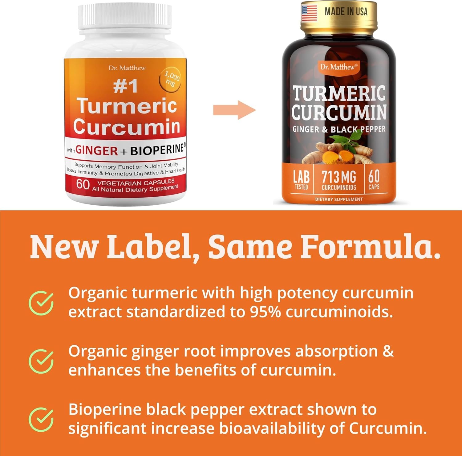 Turmeric Curcumin with Black Pepper. Turmeric and Ginger Supplement. 15X High Potency & Absorption Turmeric Capsules. Turmeric Curcumin Supplements 1000mg. Curcuma Capsules. Joint Support, 60 Pills. - Image 7