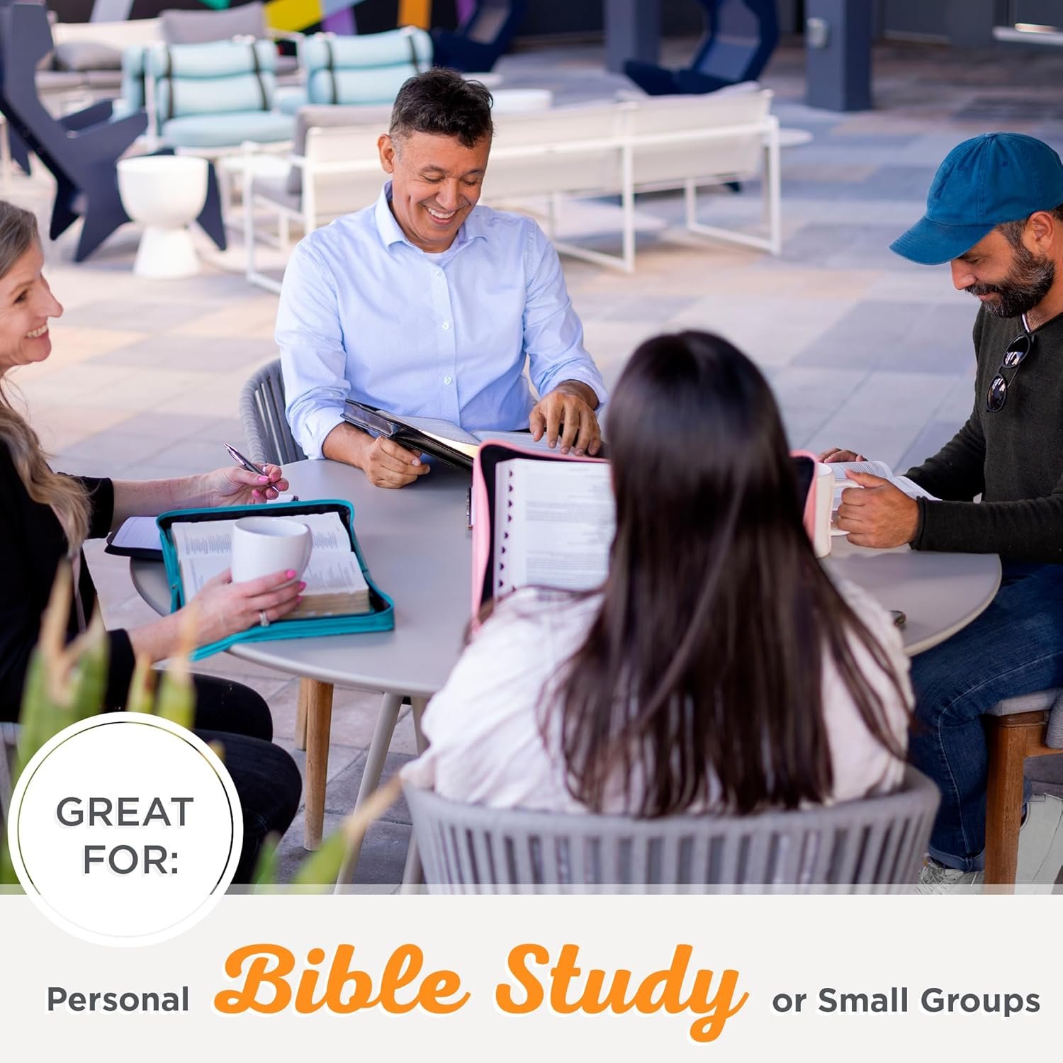 Christian Art Gifts Classic Faux Leather Bible Cover for Men and Women: Be Strong and Courageous - Joshua 1:9 Inspirational Bible Verse with Lion, Gray and Black, Large - Image 8