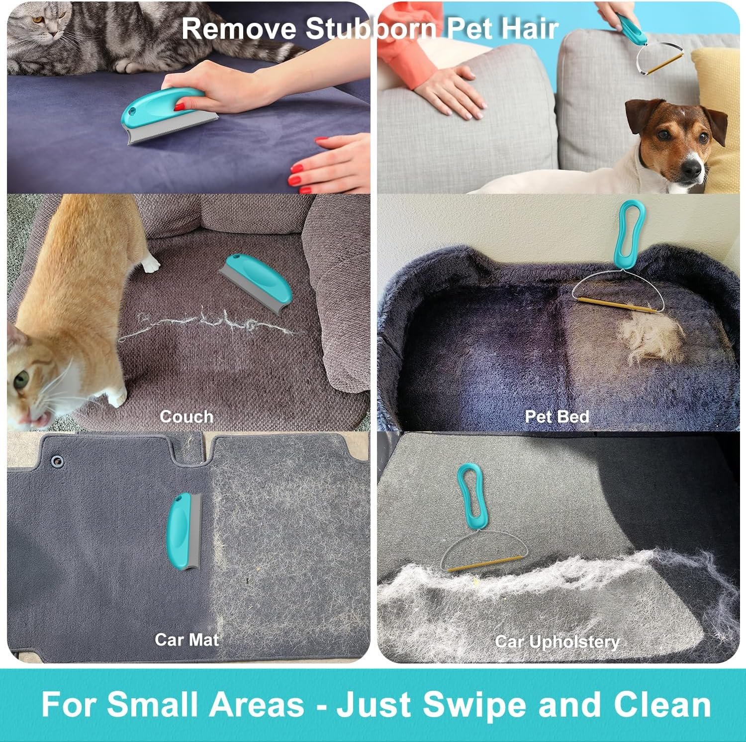 Carpet Rake for Pet Hair Removal (3 Pack), Dog Cat Fur Remover Rubber Broom, Lint Shaver Cleaner Tools Pro, Long Handle Carpet Scraper Brush for Carpet, Rug, Car Mat, Couch, Pet Bed, Furniture - Image 7