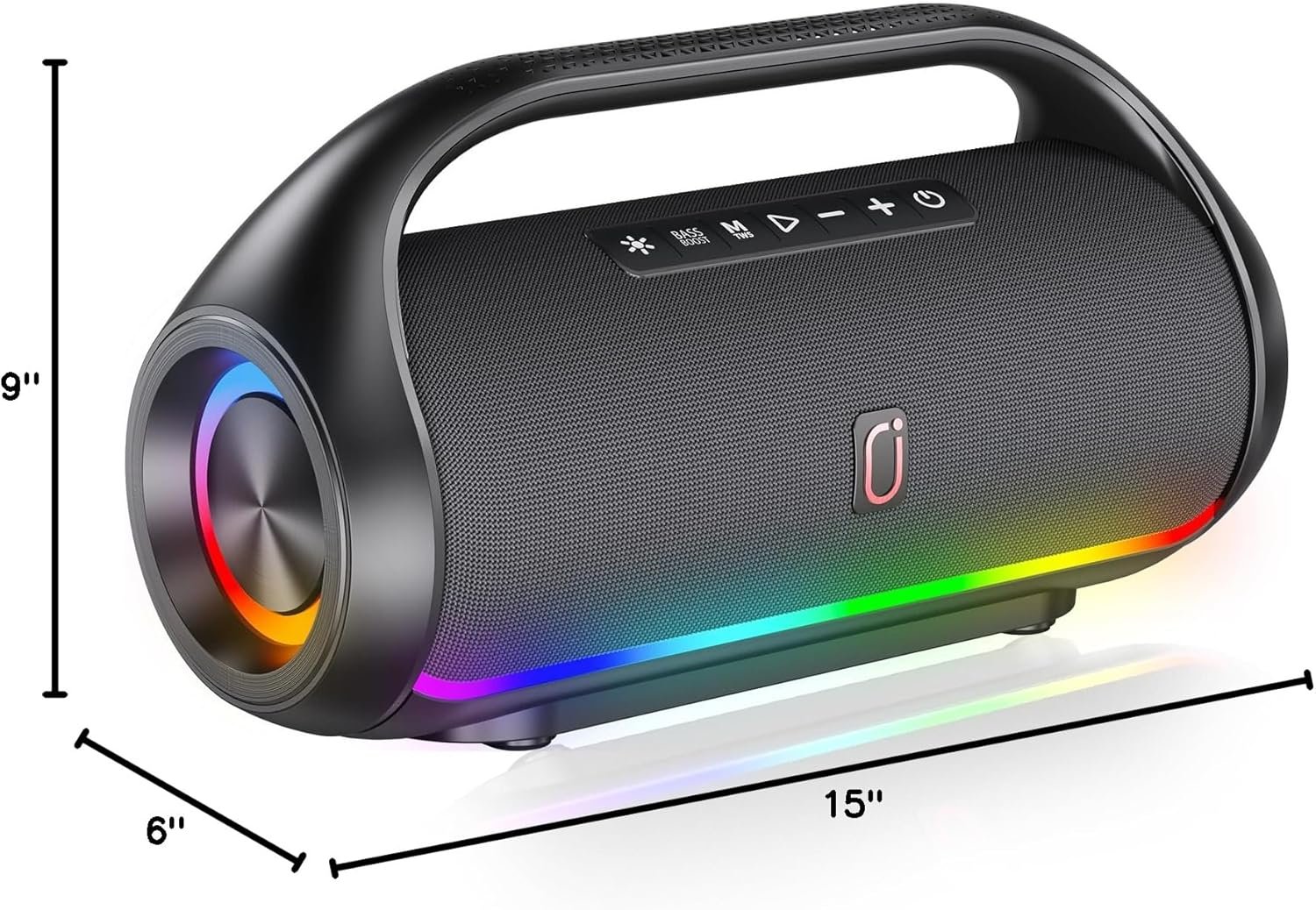 Bluetooth Speaker, IPX5 Waterproof Portable Bluetooth Speaker with Powerful Bass & LED Lights, Loud Stereo Wireless Speaker for Home Party, Beach, Outdoor Camping, Support USB/TF Card/AUX/TWS - Image 11