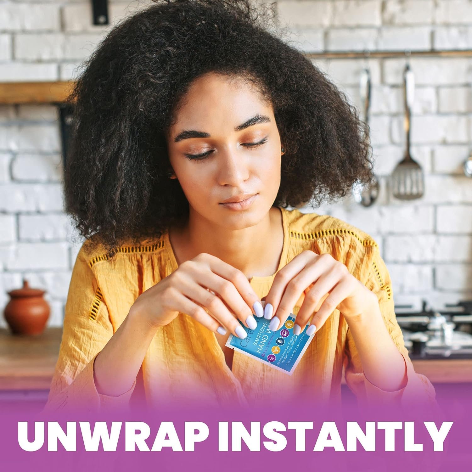 Care Touch Hand Sanitizer Wipes - 110 Hand Wipes Individually Wrapped - Travel Size - Sanitizing Wet Wipes for Home, Office & Outdoor Use - Image 4