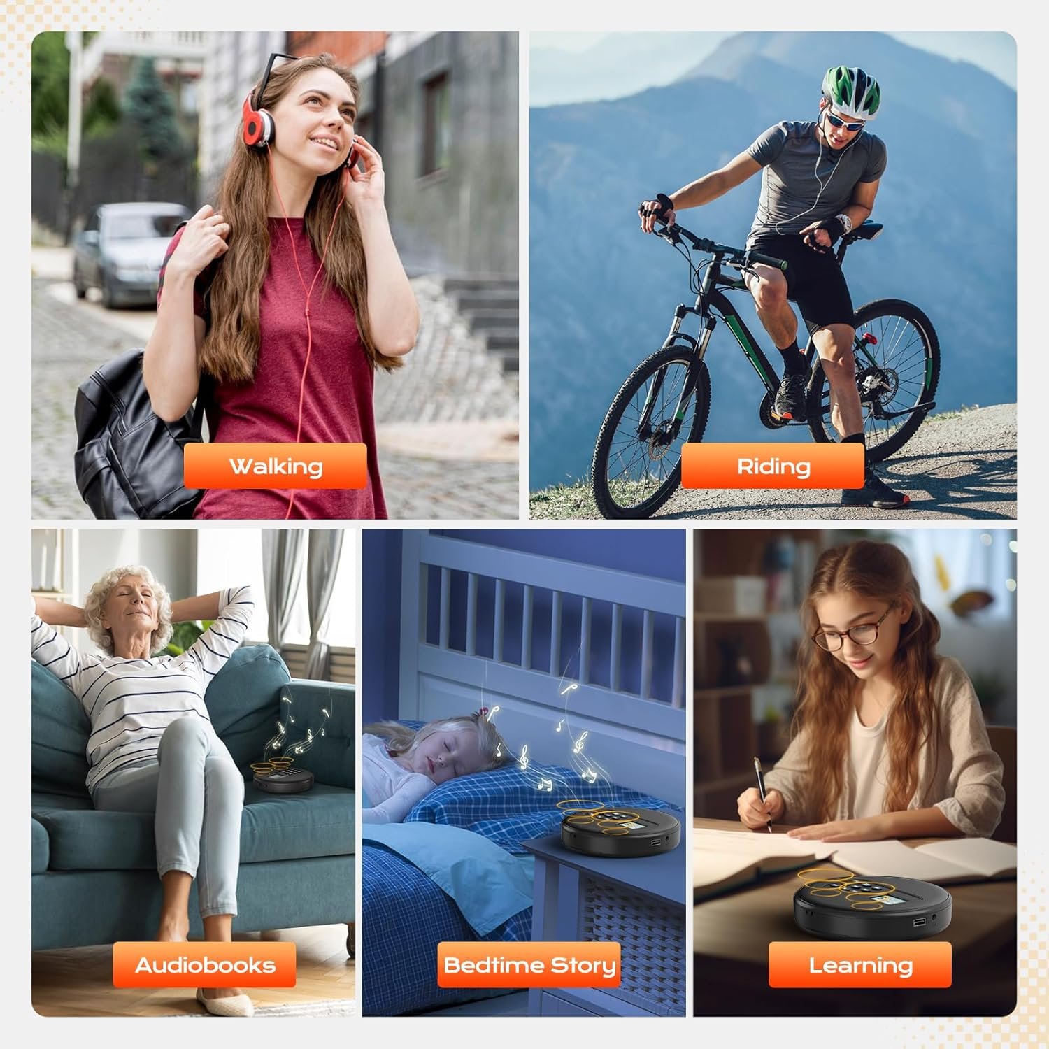 Portable CD Player with Speakers:Rechargeable Walkman CD Player for Car with Anti-Skip Protection,Discman CD Player with Headphones,Plays Recorded MP3/Audiobook/CD/USB with Memory,Backlit. - Image 8