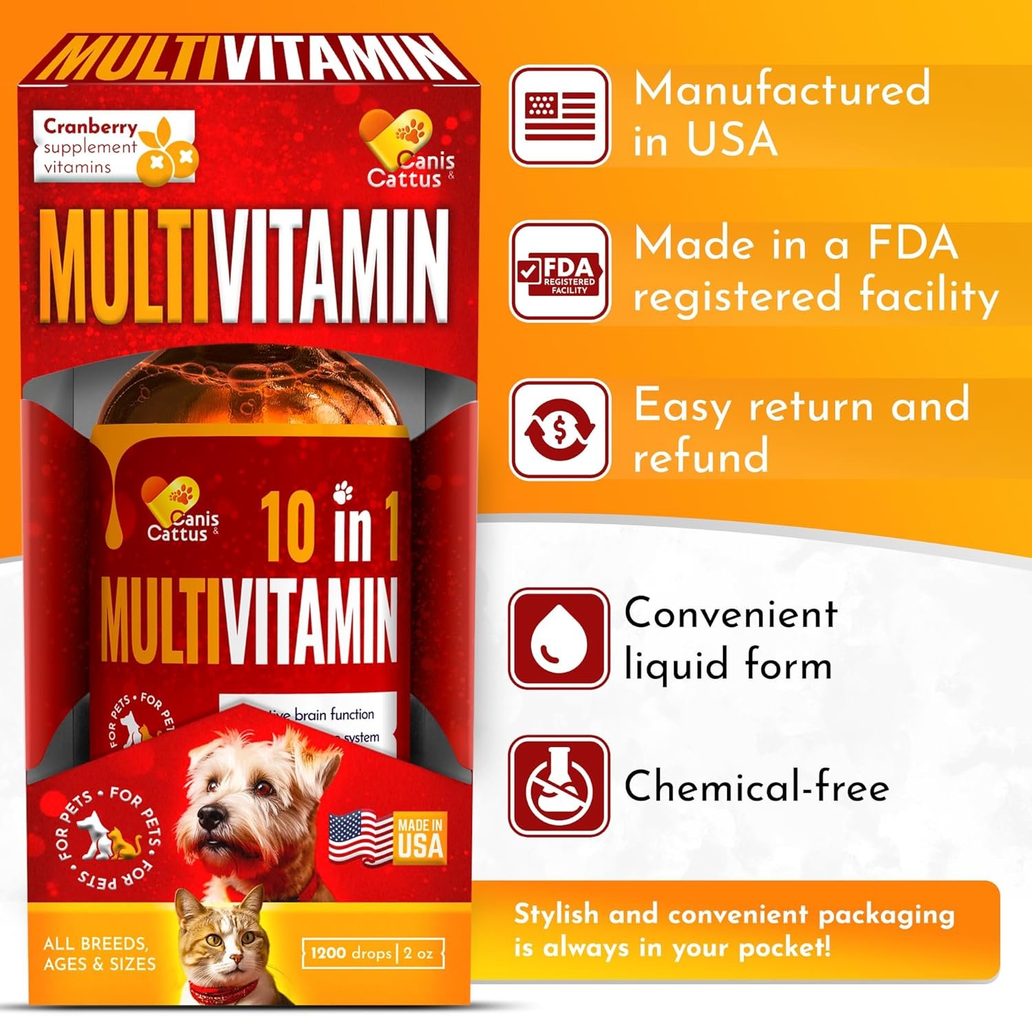 Liquid Multivitamin for Dogs & Puppies | Multivitamin for Cats & Kittens | Dog Multivitamin Liquid | Cat Multivitamins for Indoor Cats | Multivitamin for Dogs | Vitamin Mix | Cranberry Flavor | 2 Oz - Image 7