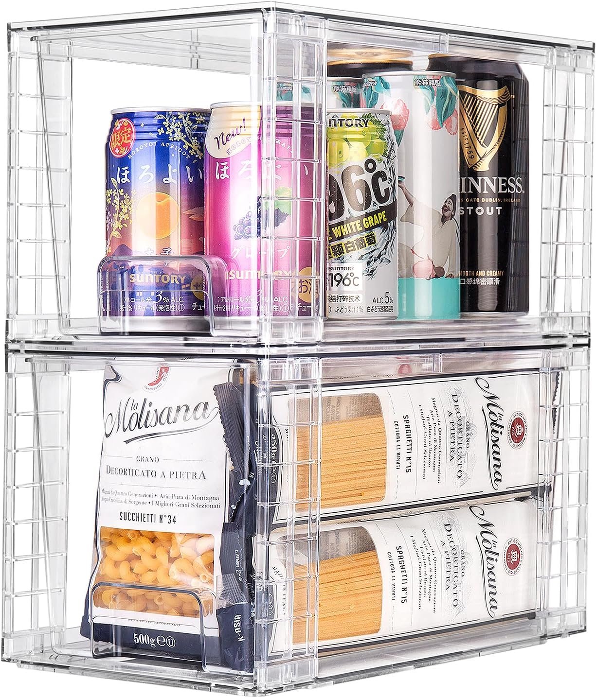 4Pack Large Stackable Kitchen Storage Drawers, Clear Foods Organizer Bins with Handles, Easily Assemble for Bathroom, Kitchen, Pantry, Cabinet, Closet(XL-Down Handle) - Image 9