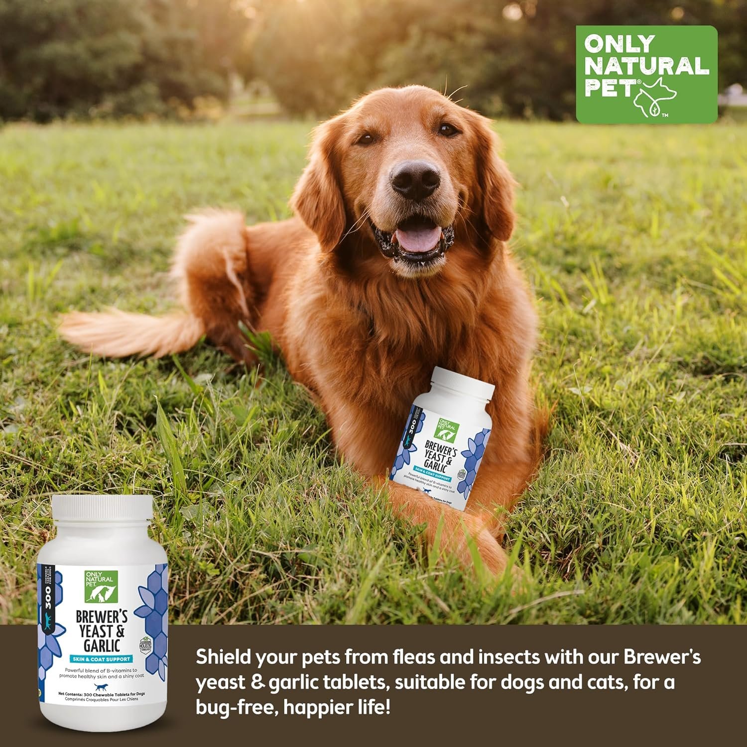 Only Natural Pet Brewer's Yeast & Garlic Chewables - All-Natural Flea & Tick Prevention for Dogs - Fortified with B Vitamins - Promotes Healthy Skin & Coat - 300 Count Tablet (3 Pack) - Image 7