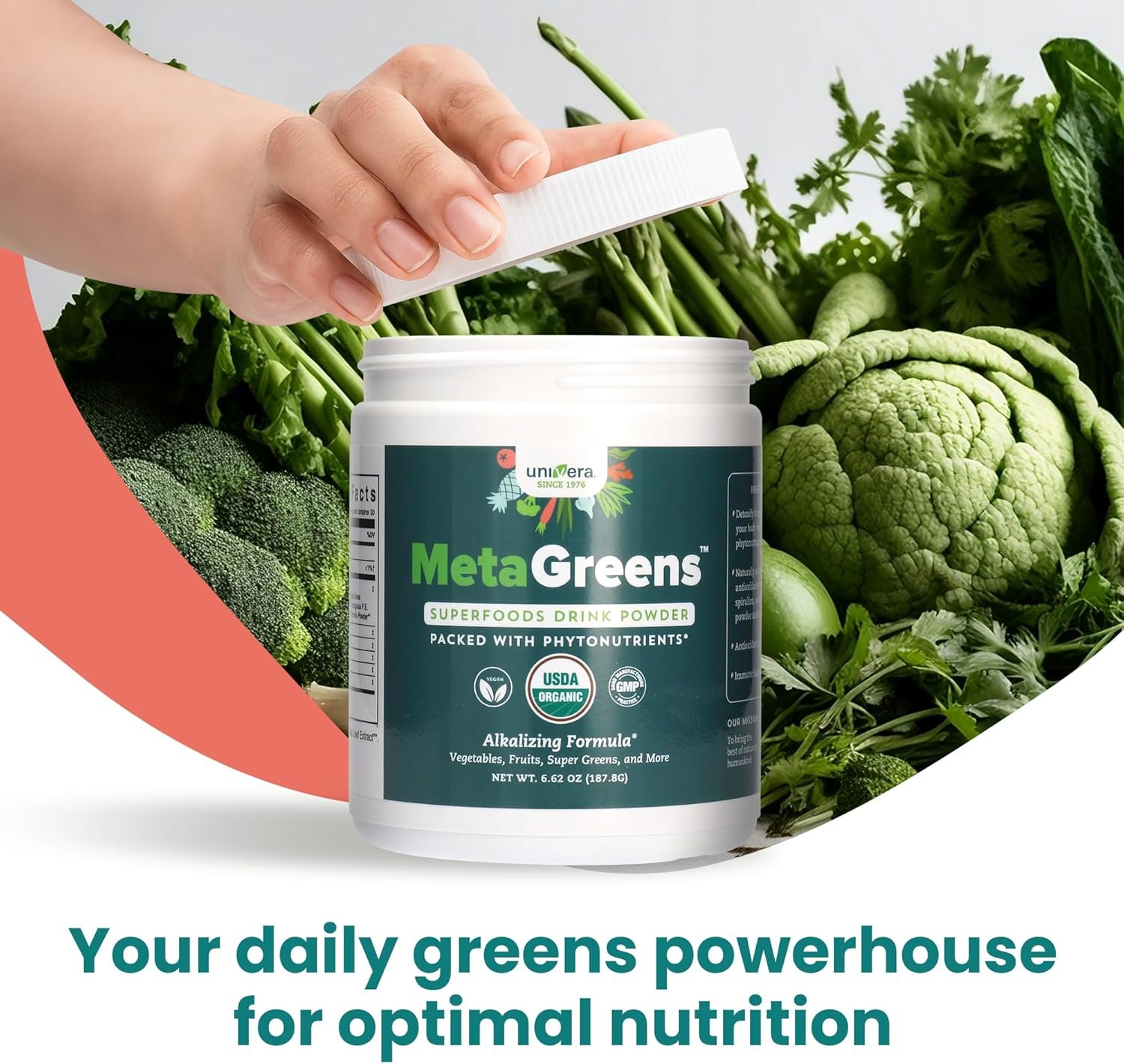 Univera Metagreens, Green Superfoods Blend Powder, Smoothie Mix with Organic Spirulina, Vital Antioxidants, Alkalize, Detoxify, Vegan, Non-GMO, 30-Day Supply. - Image 5