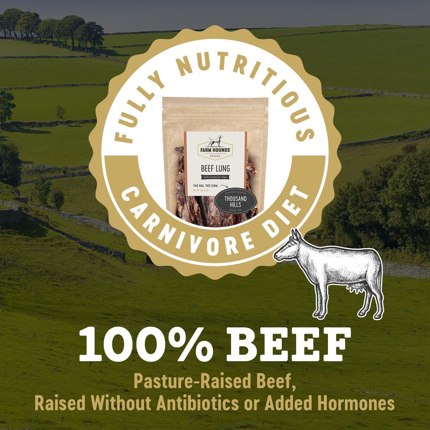 Farm Hounds - Beef Lung - Premium Natural Beef Lung Jerky for Dogs - Made from 100% Humanely Raised Cattle - Organ Treat - Great for Training & Treats - No Added Fillers - Made in USA - 2 oz - 1 Pack - Image 4