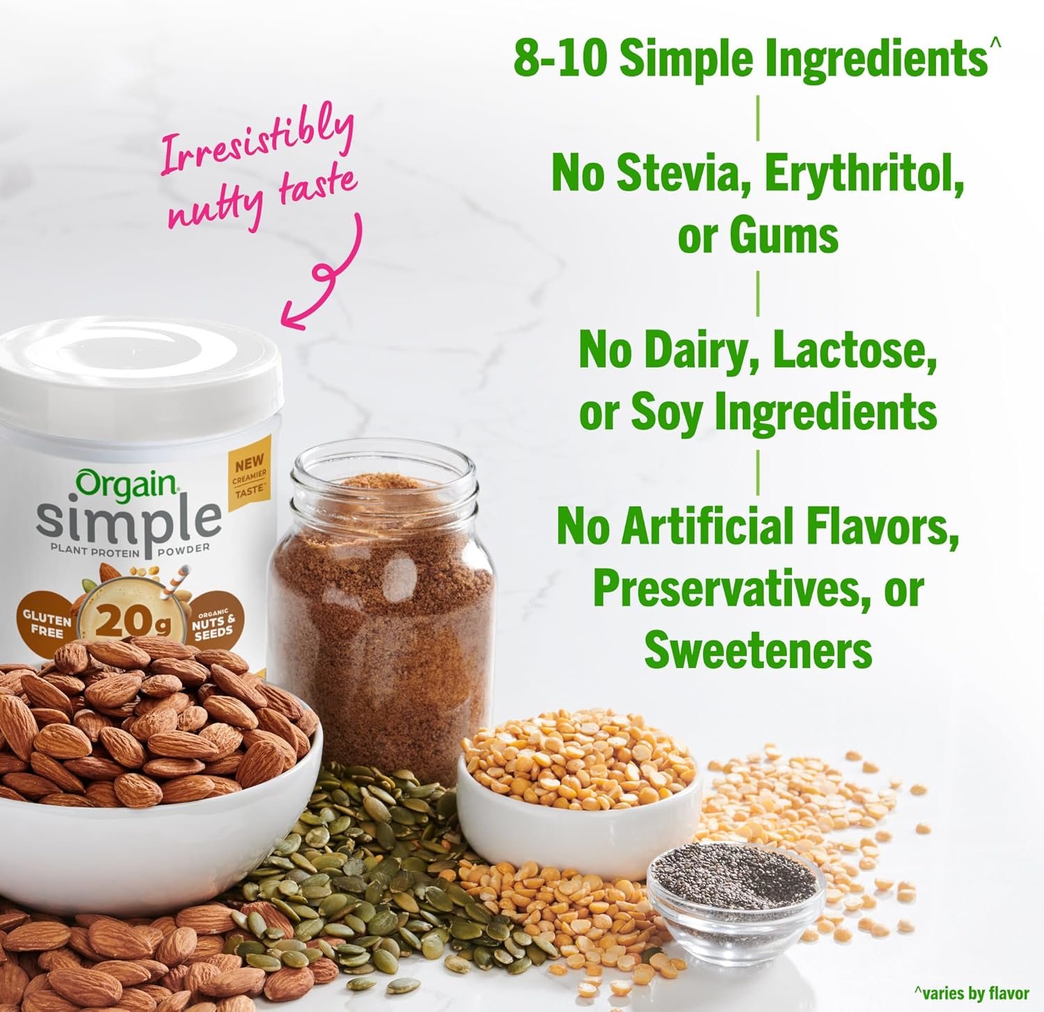 Orgain Organic Simple Vegan Protein Powder, Peanut Butter - 20g Plant Based Protein, With less Ingredients, No Artificial Sweeteners, Gluten Free, No Lactose Ingredients, 1.25 lb (Packaging May Vary) - Image 6