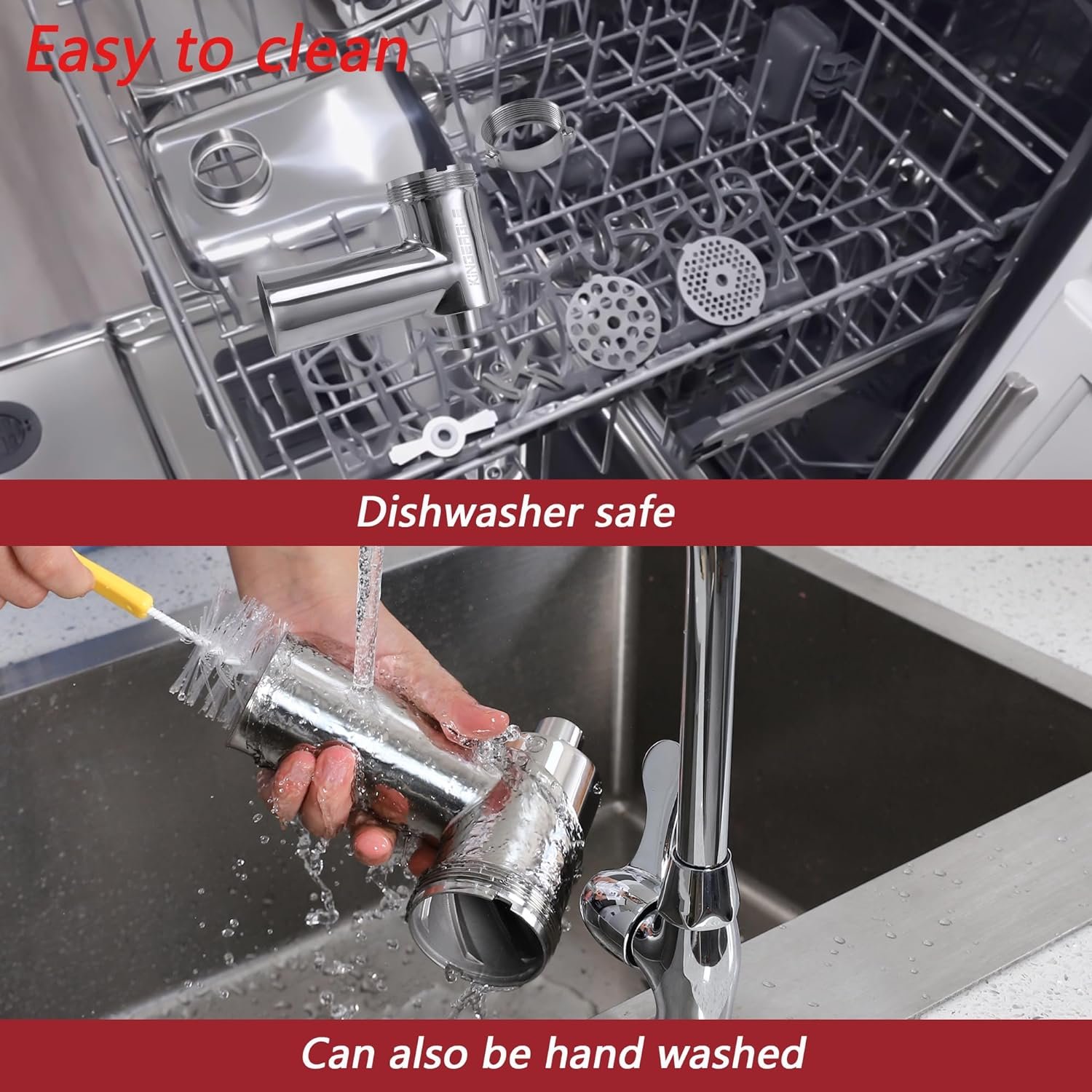 Food Grinder Attachment for KitchenAid Mixers,Stainless Steel Dishwasher Safe Meat Mincer Accessories Set Included 3 Sausage Stuffer Tubes - Image 3