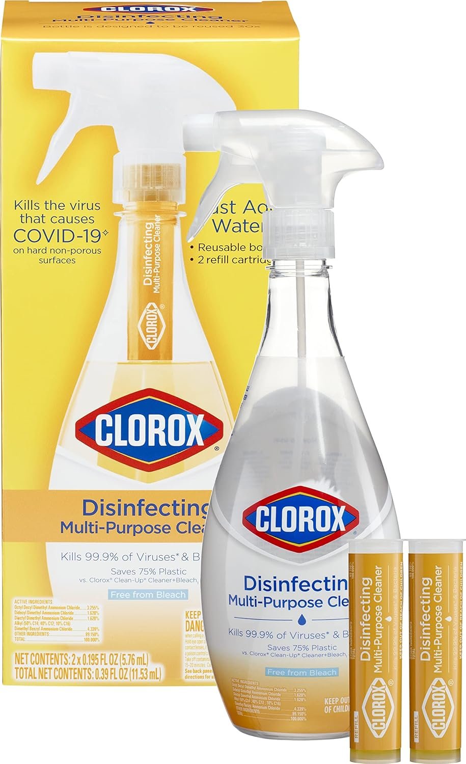 Clorox Disinfecting Multi-Purpose Cleaner Starter Kit with One Reusable Spray Bottle with 2 Refill Cartridges (Pack of 2) - Image 13