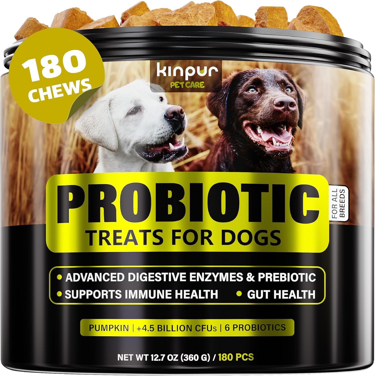 Probiotics Chews for Dogs w/Digestive Enzymes - Dog Probiotics to Support Gut Health, Alleviate Dog Itch, Soothe Itchy Skin, Dog Allergy Relief - Good for Immunity & Dog Itching Skin Relief -180 ct - Image 2