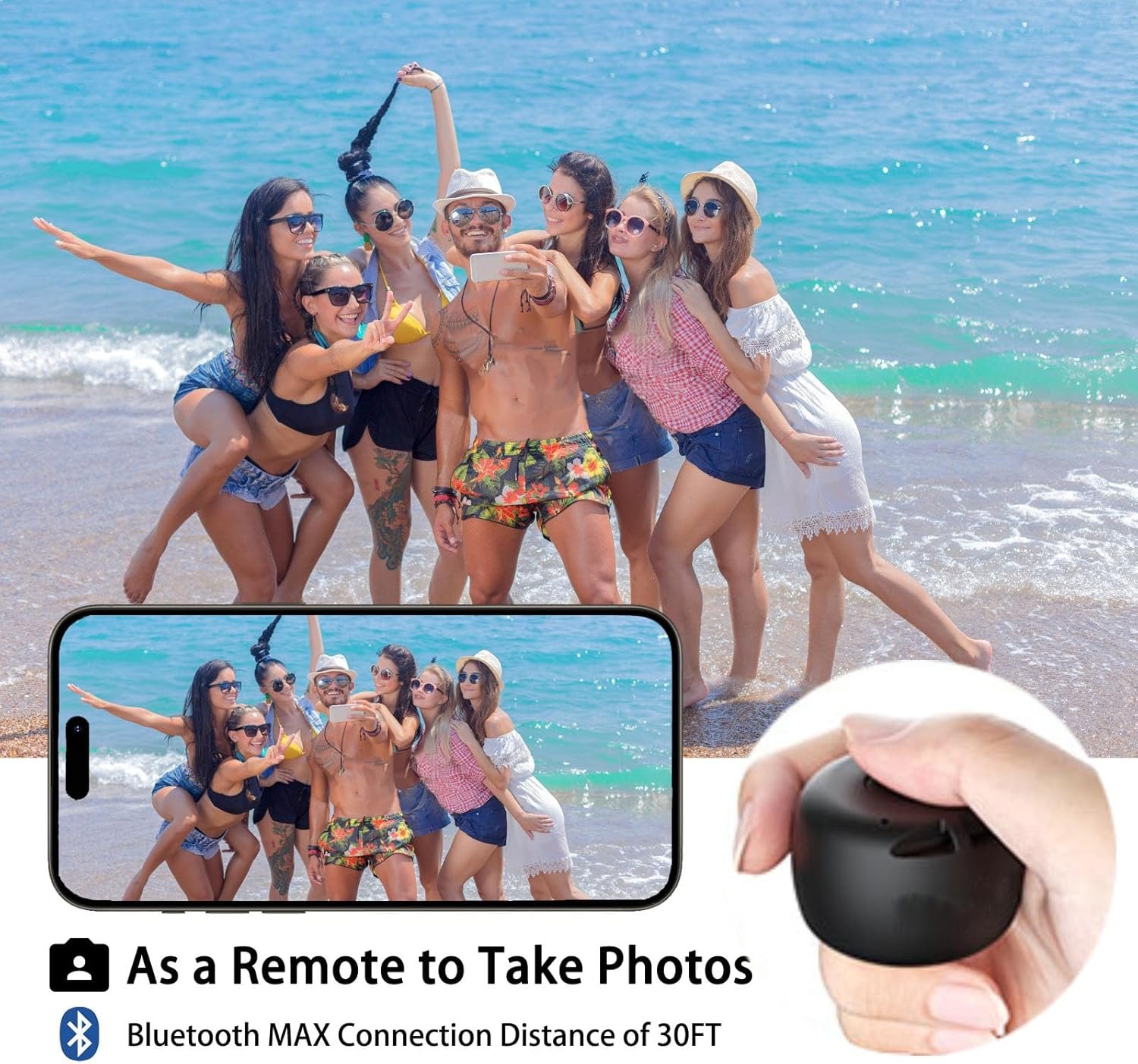Tiny Speaker Smallest Mini Bluetooth Speakers Wireless with Remote Shutter, Hands-Free Call, Built-in Mic, TWS, Black Little Portable Speaker Plays Podcasts in Hike, Ruck, Biking, Gifts - Image 5