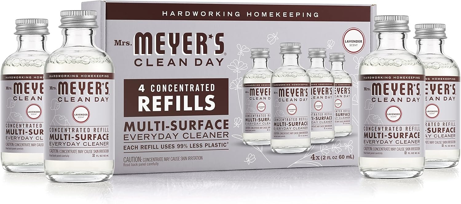MRS. MEYER'S CLEAN DAY Multi-Surface Everyday Cleaner Concentrated Refills, 4 Concentrated Refills (2 Fl. Oz. each), Eco Friendly, Lavender Scent, Makes 64 Fl. Oz. Total - Image 2