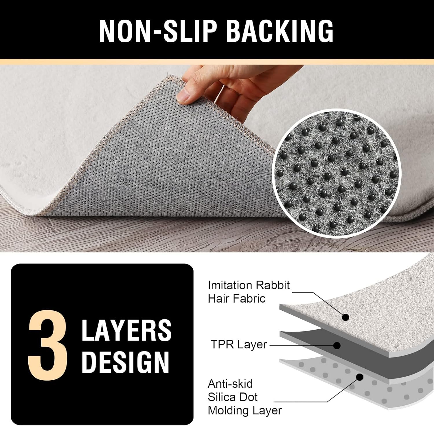 H.VERSAILTEX Area Rug Super Soft Faux Fur Rugs Carpets 2x3 Feet Furry Kids Room Nursery Rug Bedroom Living Room Carpet High Pile Throw Rug Shag Plush Rug for Dorm Room Teen Room Decor, Ivory - Image 5