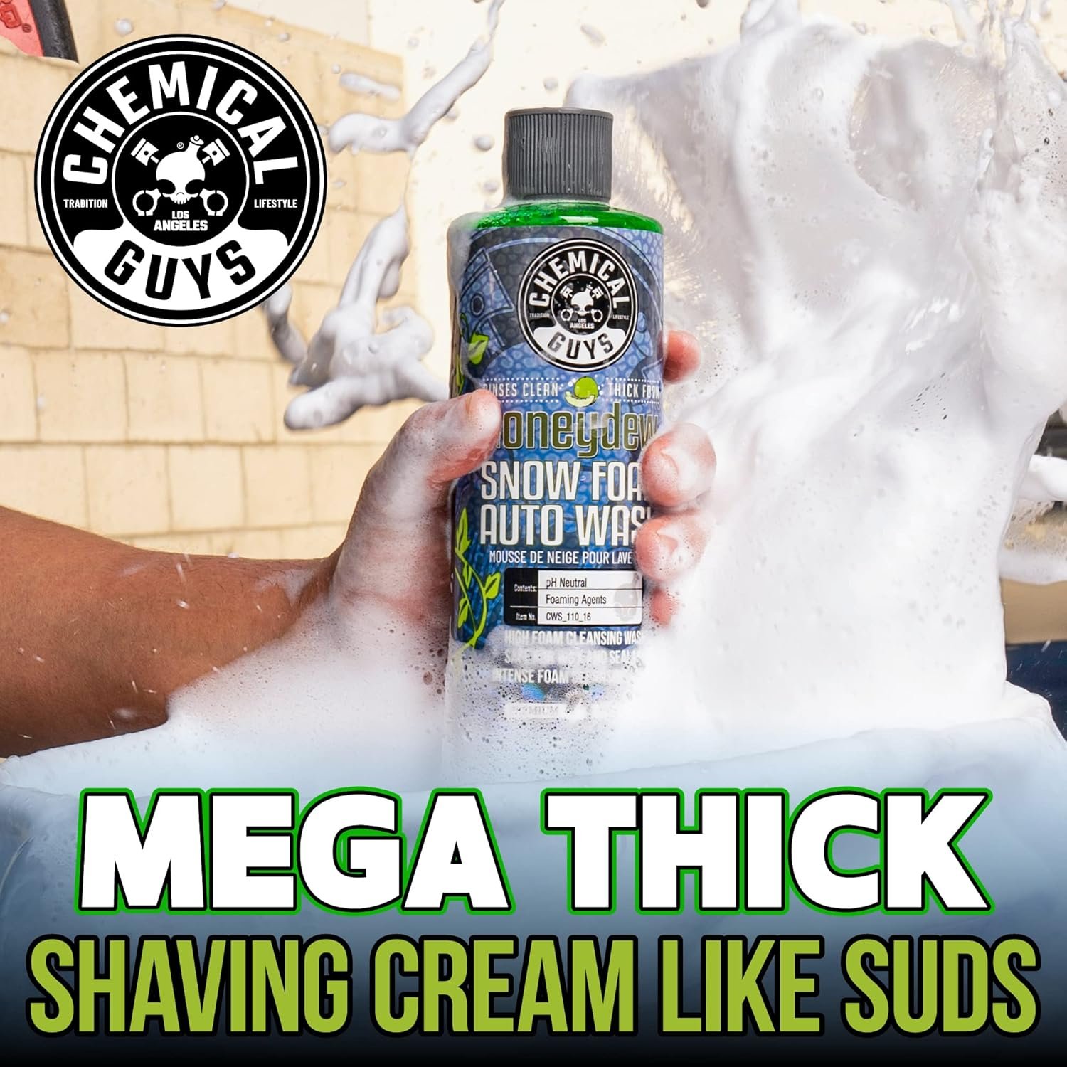 Chemical Guys CWS_110_16 Honeydew Snow Foam Car Wash Soap (Works with Foam Cannons, Foam Guns or Bucket Washes) Safe for Cars, Trucks, Motorcycles, RVs & More, 16 fl oz, Honeydew Scent - Image 5