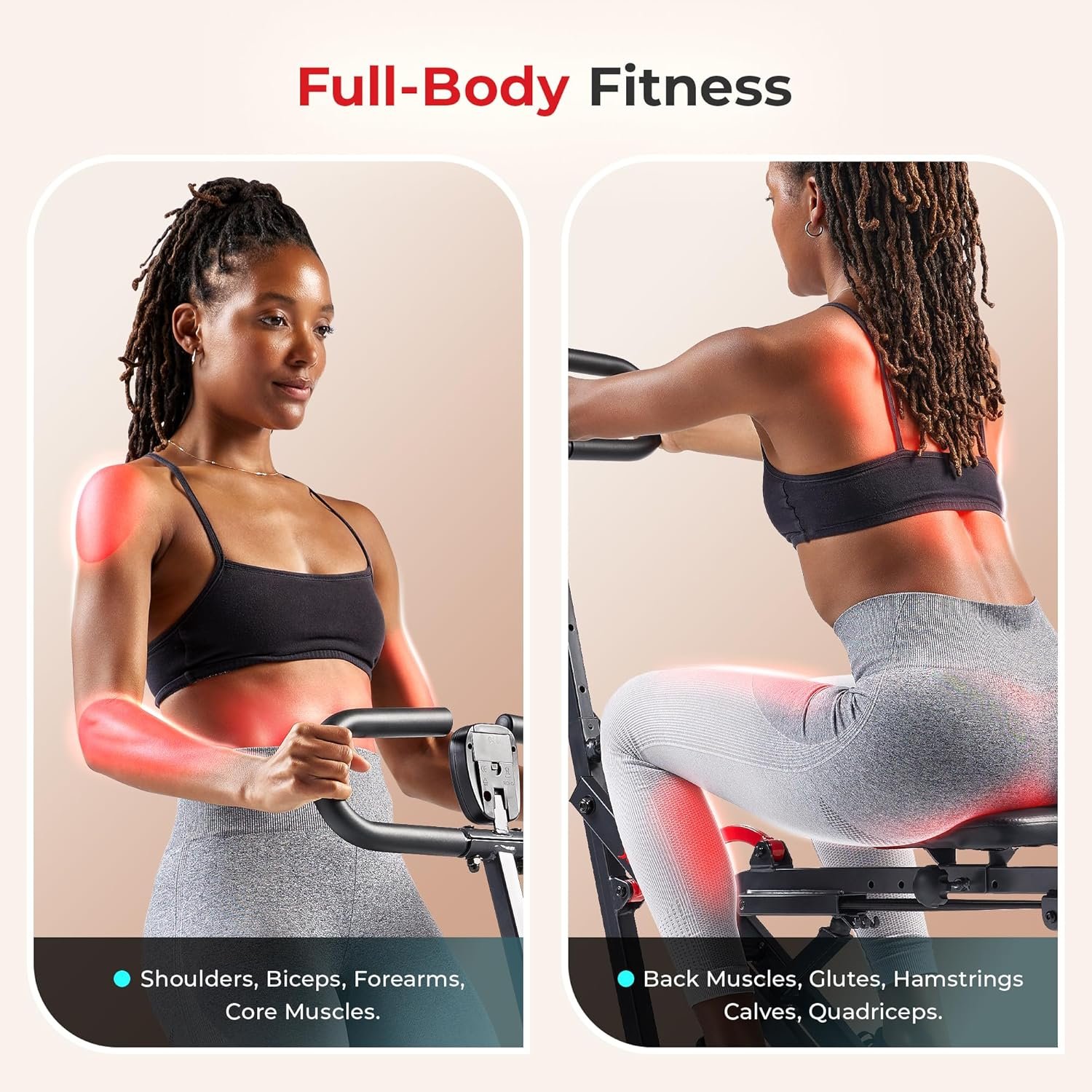 Sunny Health & Fitness Row-N-Ride Squat Assist Trainer for Glutes Workout With Adjustable Resistance, Easy Setup & Foldable Exercise Equipment, Glute & Leg Exercise Machine - Image 3