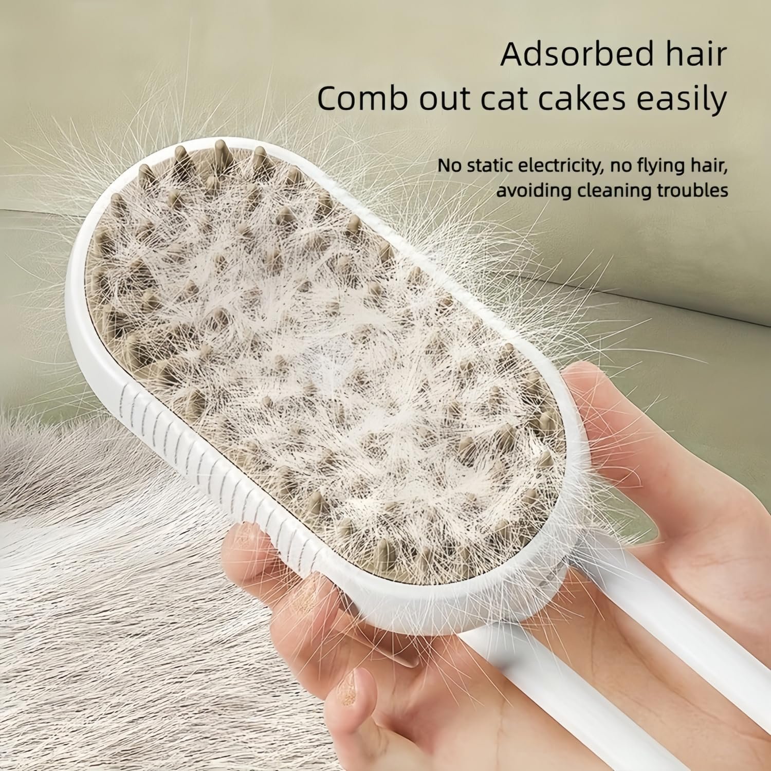 Spritz Defur Comb For Cats, 2025 New Cat Spritz Defur Comb, Cloud Care Cat Brush, 3 In 1 Pet Steam Brush For Shedding, Cat Grooming Brush Removing Tangled & Loosse Hair (2pcs) - Image 5