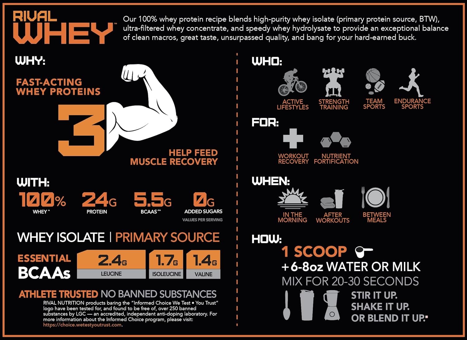 Rivalus Rivalwhey – Soft Serve Vanilla 2lb - 100% Whey Protein, Whey Protein Isolate Primary Source, Clean Nutritional Profile, BCAAs, No Banned Substances, Made in USA - Image 4