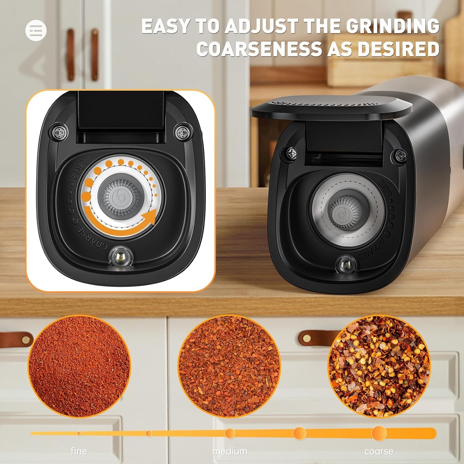 Secura Electric Salt and Pepper Grinder Set Gravity Automatic Pepper Mill Grinder with LED Light Salt Grinder Rechargeable One Hand Operated Salt and Pepper Grinder, 2 PCS - Image 4