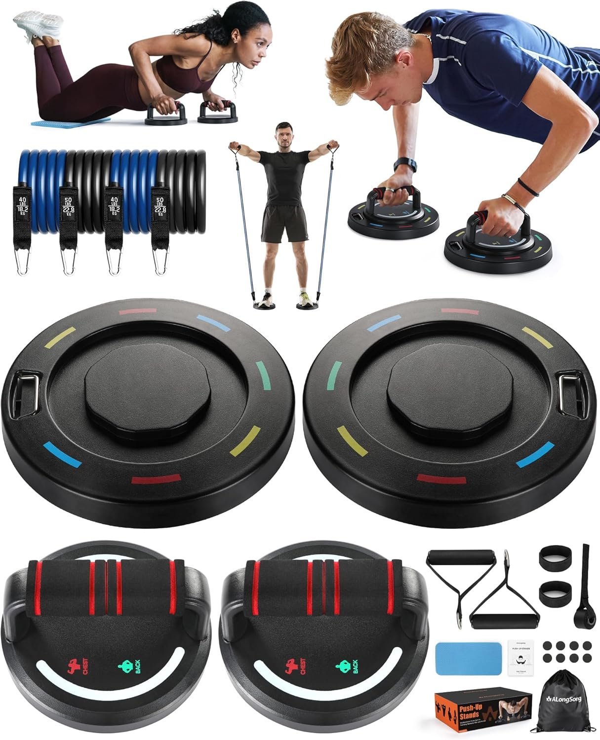 Push Up Board System, Fitness Workout Tool Workout Push Up Stand, Push Up Stand Board Multifunctional Portable Stand Board for Men Women Home Fitness Training Fitness Workout Push Up Stand - Image 2
