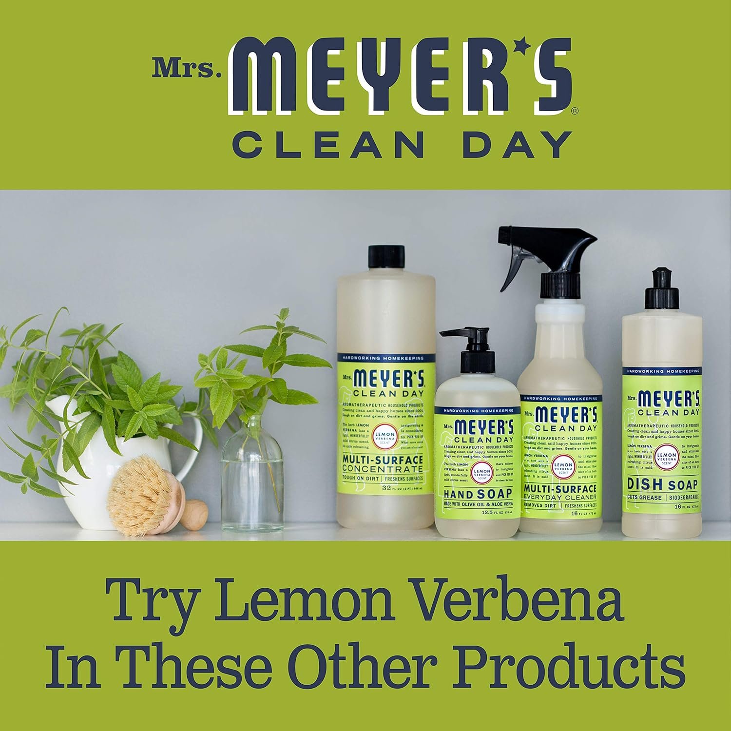 MRS. MEYER'S CLEAN DAY Multi-Surface Cleaner Concentrate, Use to Clean Floors, Tile, Counters, Lemon Verbena, 32 fl. oz (Pack of 2) - Image 7