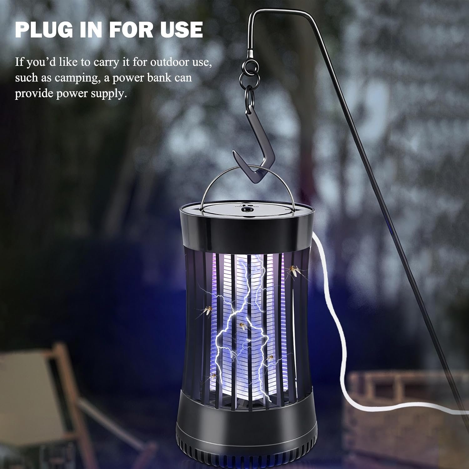 2 Packs Indoor Electric Bug Zapper with Fan, 2-in-1 Plug-in 1500V High Voltage Mosquitoes Killer with Hanger, Small Fly Insects Lamp Trap Catching Moth Gnat Fruit Flies, White & Black - Image 8