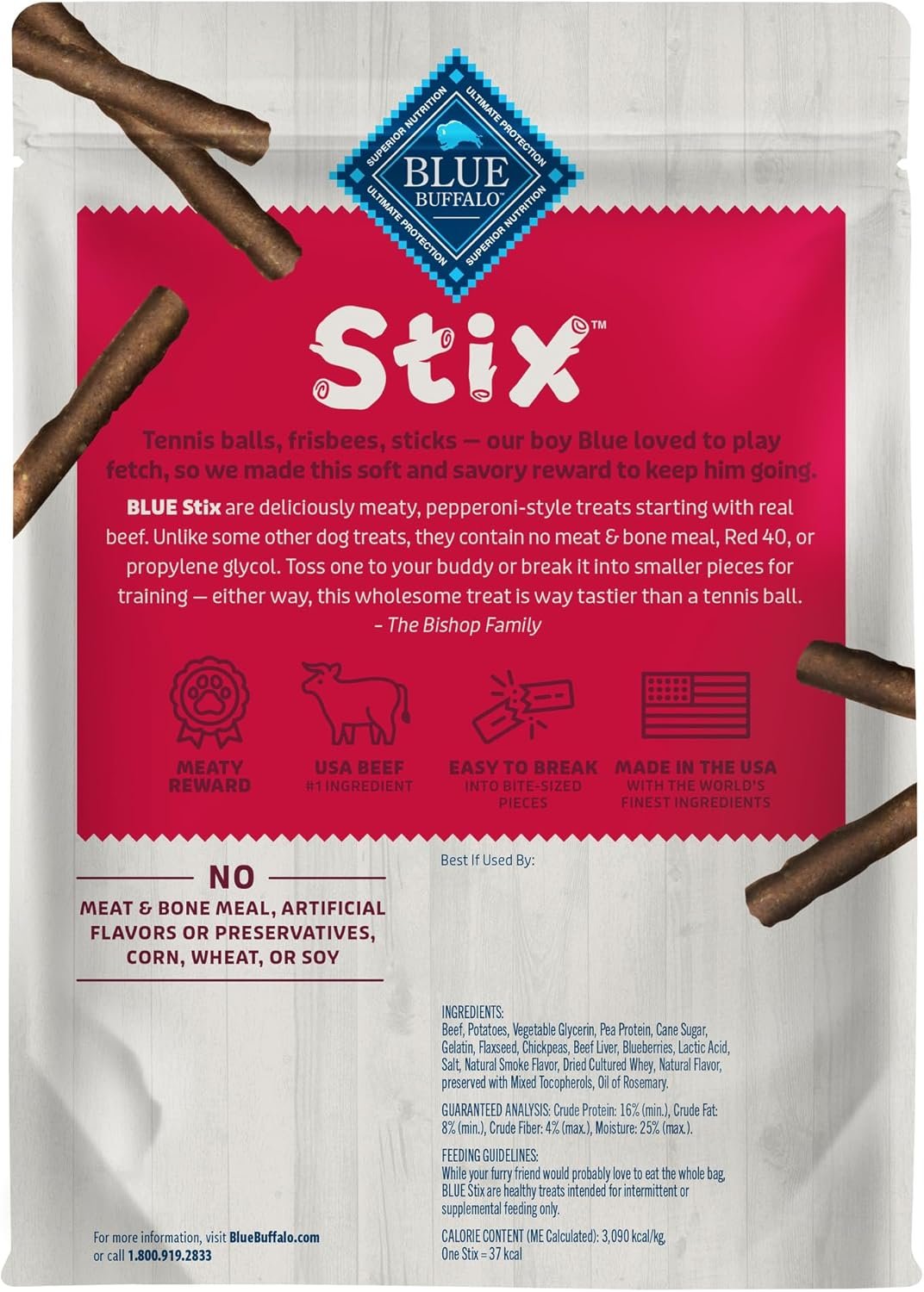 Blue Buffalo Stix Pepperoni-Style Dog Treats Made with Natural Ingredients, Beef Recipe, 13-oz Bag - Image 3