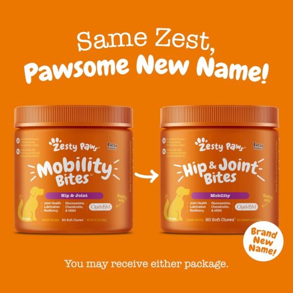 Zesty Paws Hip and Joint Supplement for Dogs - Glucosamine for Dog Joint Supplement - with Chondroitin, MSM, Vitamins C and E for Dog Joint Relief - Mobility Bites Bacon – 90 Count - Image 7