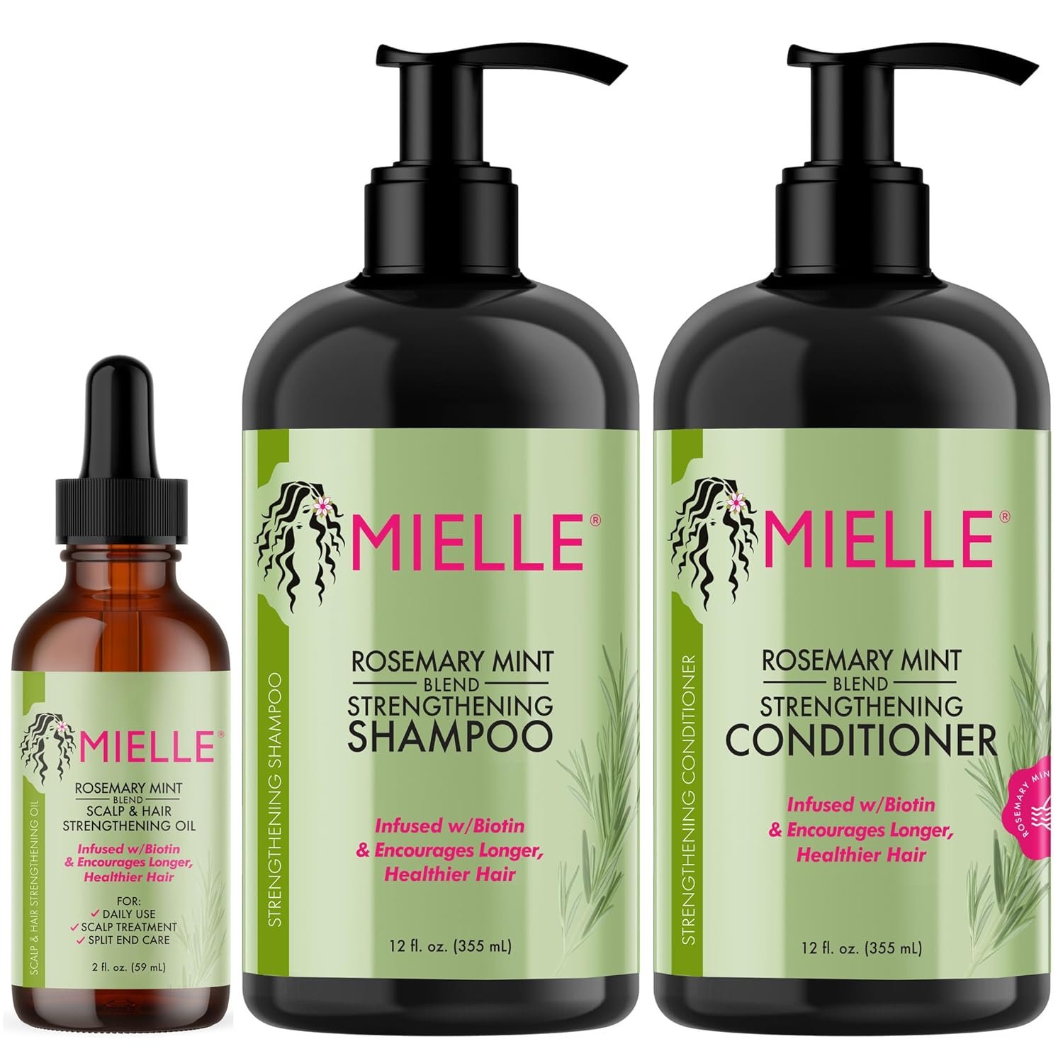 Mielle Organics Hair Strenghtening Bundle - Oil, Shampoo and Conditioner - Image 2