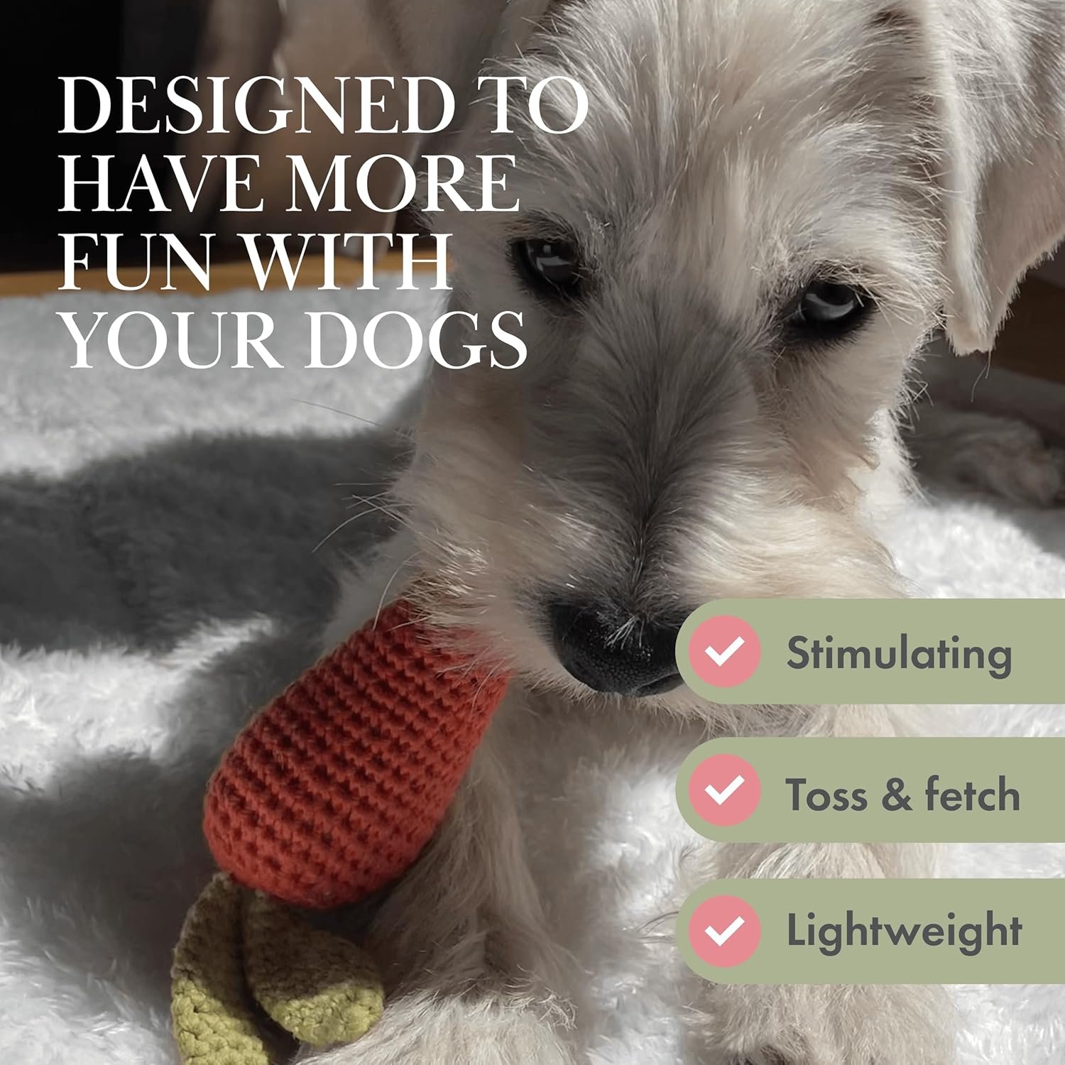 Organic Cotton Squeaky Dog Toys Fruits & Veggies Dog Toy Pack - Handmade Knit Dog Accessories, for Small Medium Dogs, Puppy Essentials and Puppy Toys Dog Christmas Gift - Image 8