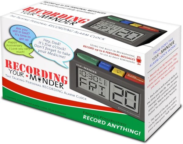 Your Minder Voice Record and Alarm Replay Reminder Clock with Loud, Easy Set, Multiple Alarms, Recordable Talking Alarm Clock for Medication Reminders, Gift for Mom, Dad, Elderly, & Seniors - Image 3