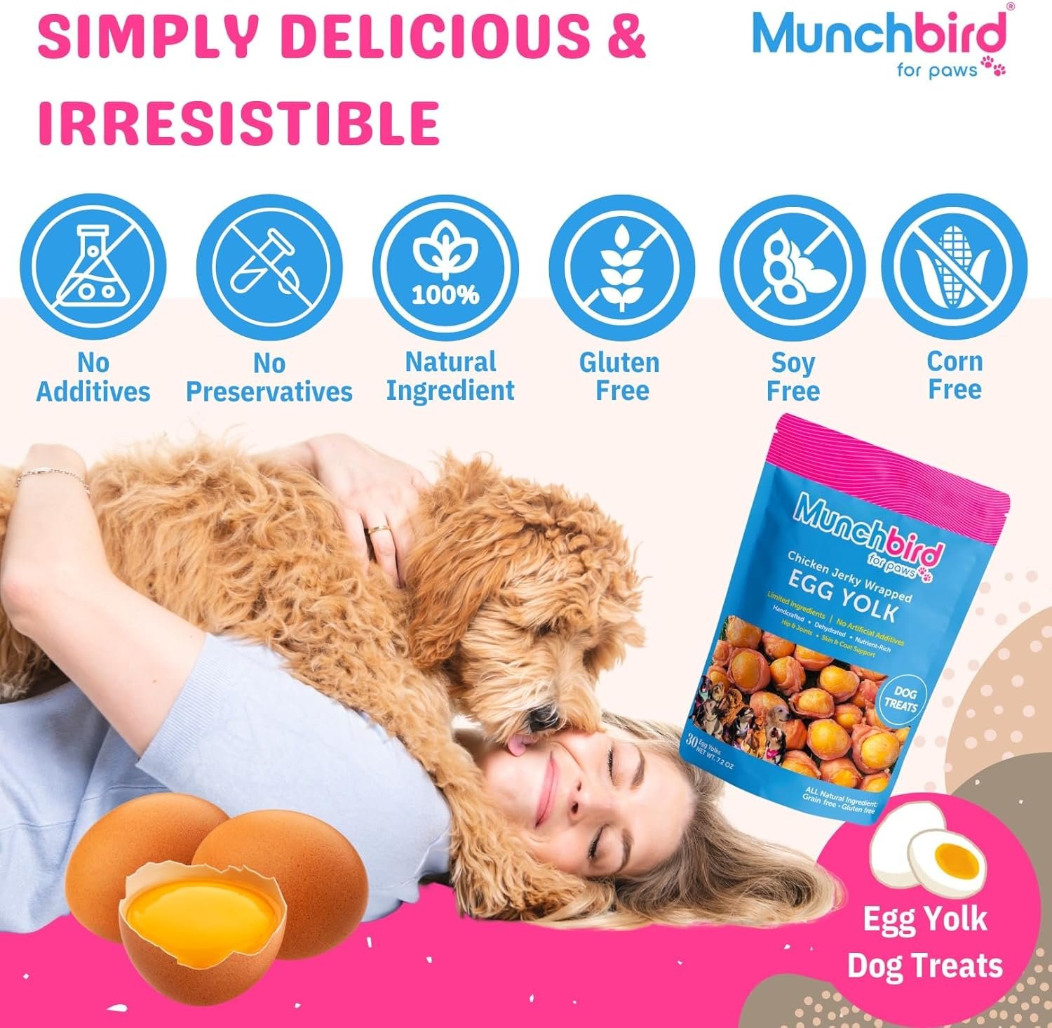 Dehydrated Chicken Jerky Wrapped Egg Yolk Dog Treats, 100% Egg Yolk, Food Topper for Dogs, No Filler, Alternative to Freezed Dried Quail Egg Yolk, 7 OZ (Pack of 20 to 30 Egg yolks) - Image 5