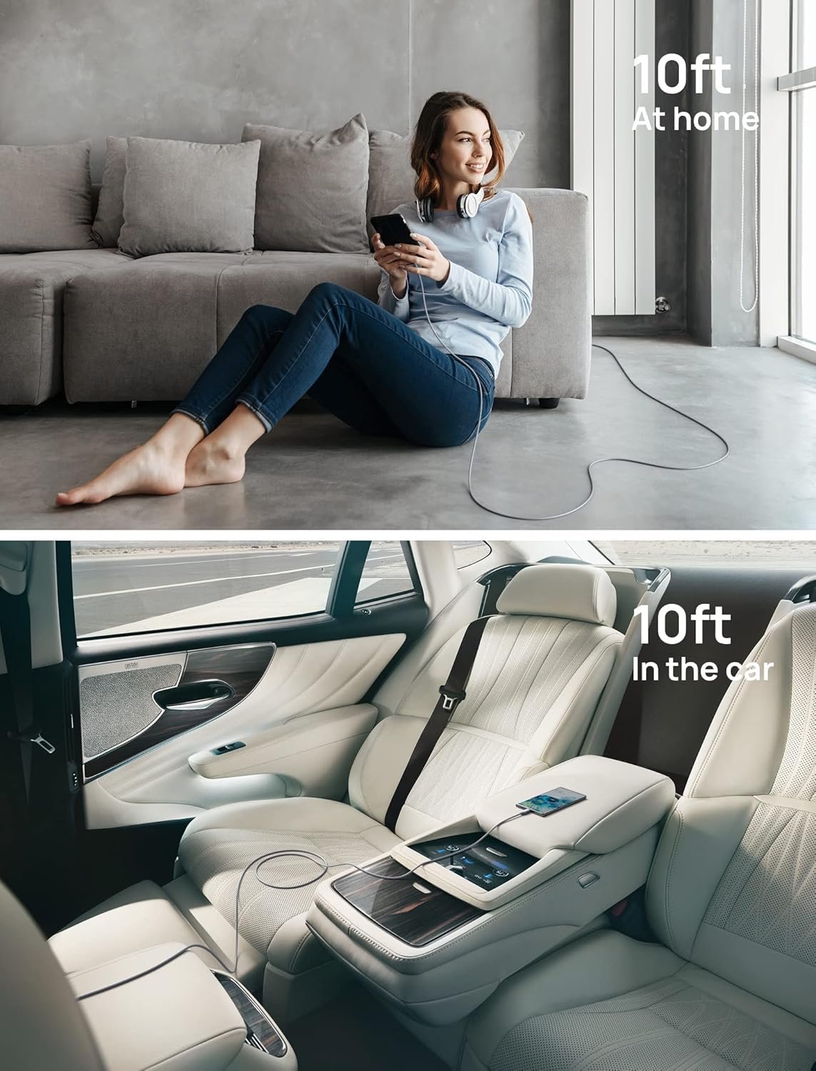 JSAUX 240W USB C to USB C Cable 10FT, 5A USB Type-C Charger Fast Charging Cord Compatible with iPhone 15 Plus/15 Pro/15 Pro Max MacBook Pro/Air M2 iPad Pro Air Mini 6 Samsung S23/S22 Pixel Steam Grey - Image 8