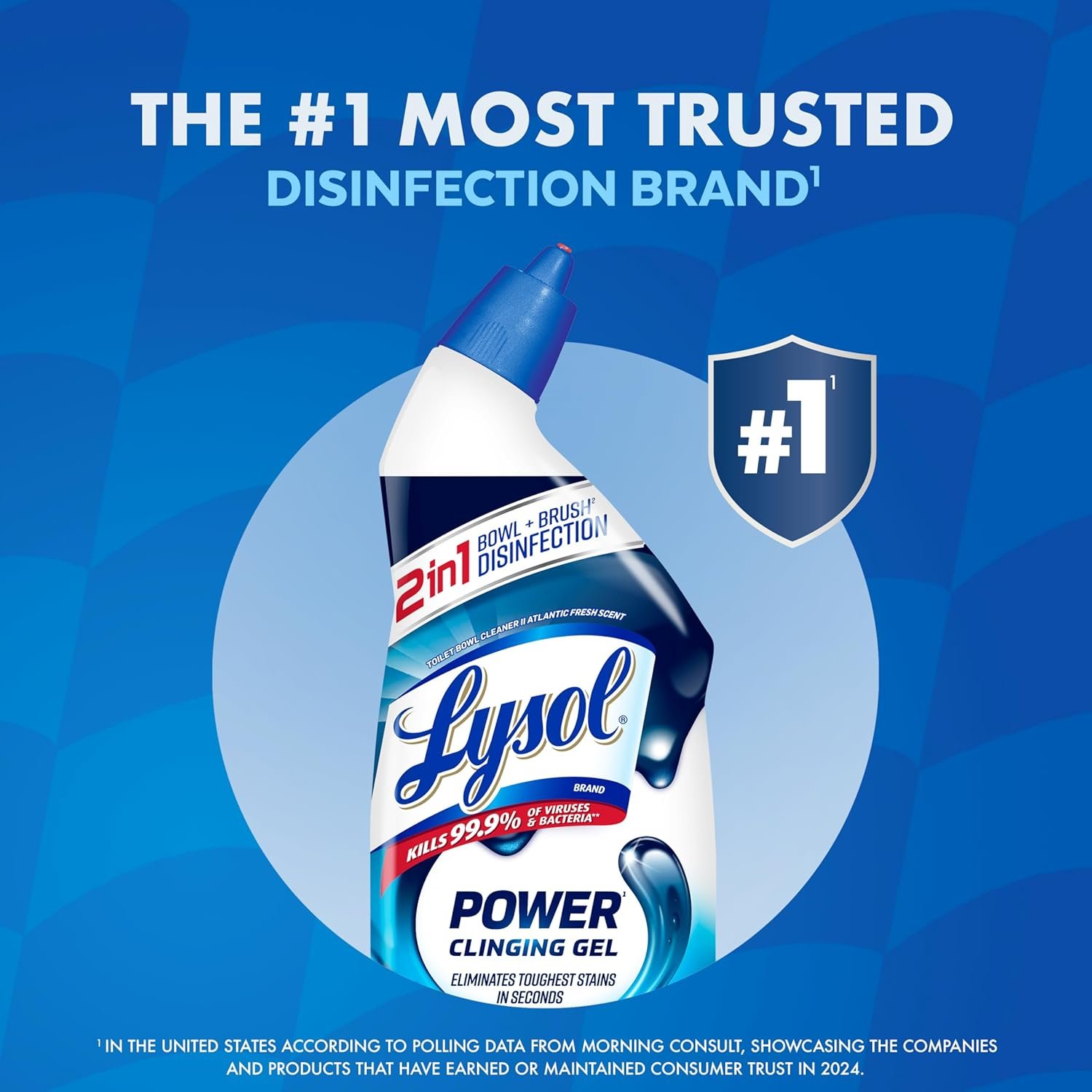 Lysol Toilet Bowl Cleaner, Max Strength Bathroom Cleaning Supplies, Toilet Bowl Cleaner Clinging Gel, Home Essential, Instant Stain Removal, Disinfecting and Deodorizing, Bleach Free, 24 oz (2 ct) - Image 3