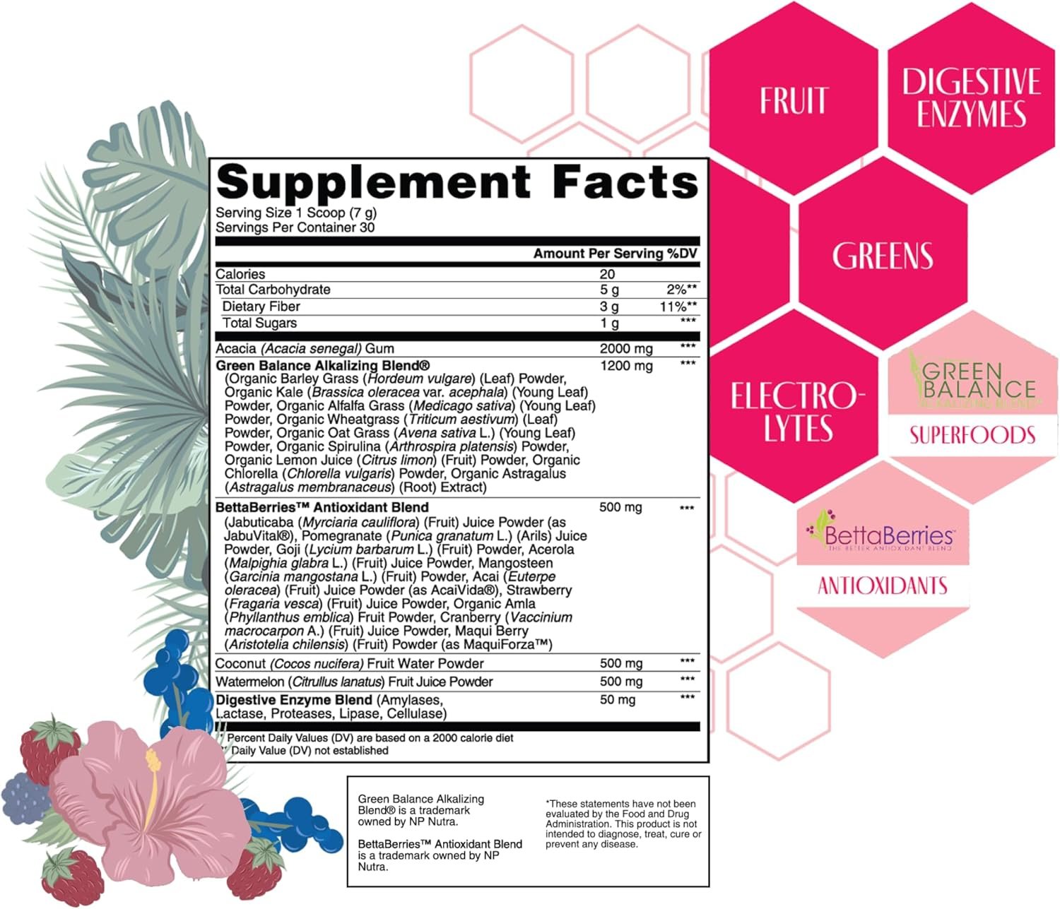 Strong + Sexy Fit Greens Superfood Powder, Green Juice for Gut Health, Energy & Immune Support, Fruit and Veggies Supplement with Wheat Grass, Digestive Enzyme, Vitamin C, 30 SVG, Berry Hibiscus - Image 3