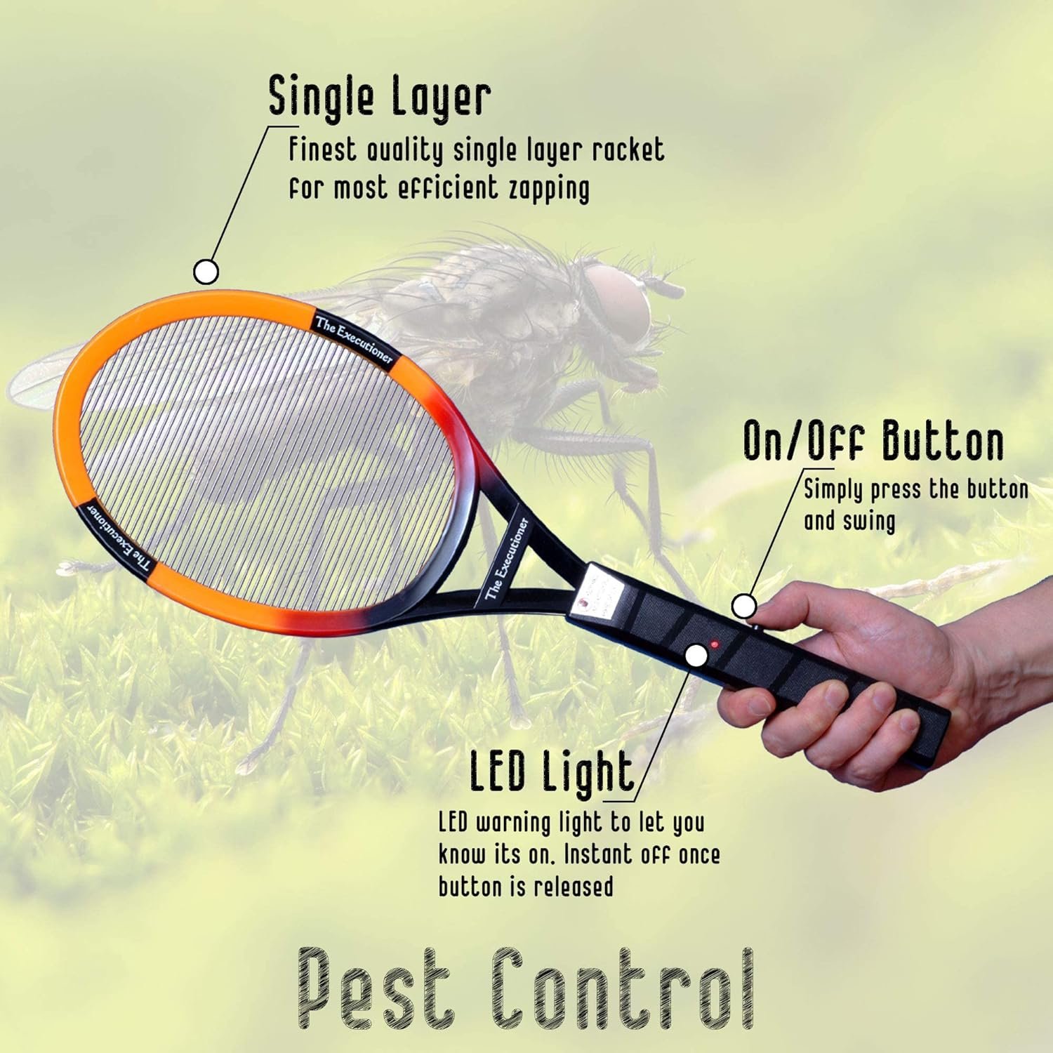 The Executioner Fly Killer Mosquito Swatter Racket Wasp Bug Zapper Indoor Outdoor Over 50cm Long - Image 4