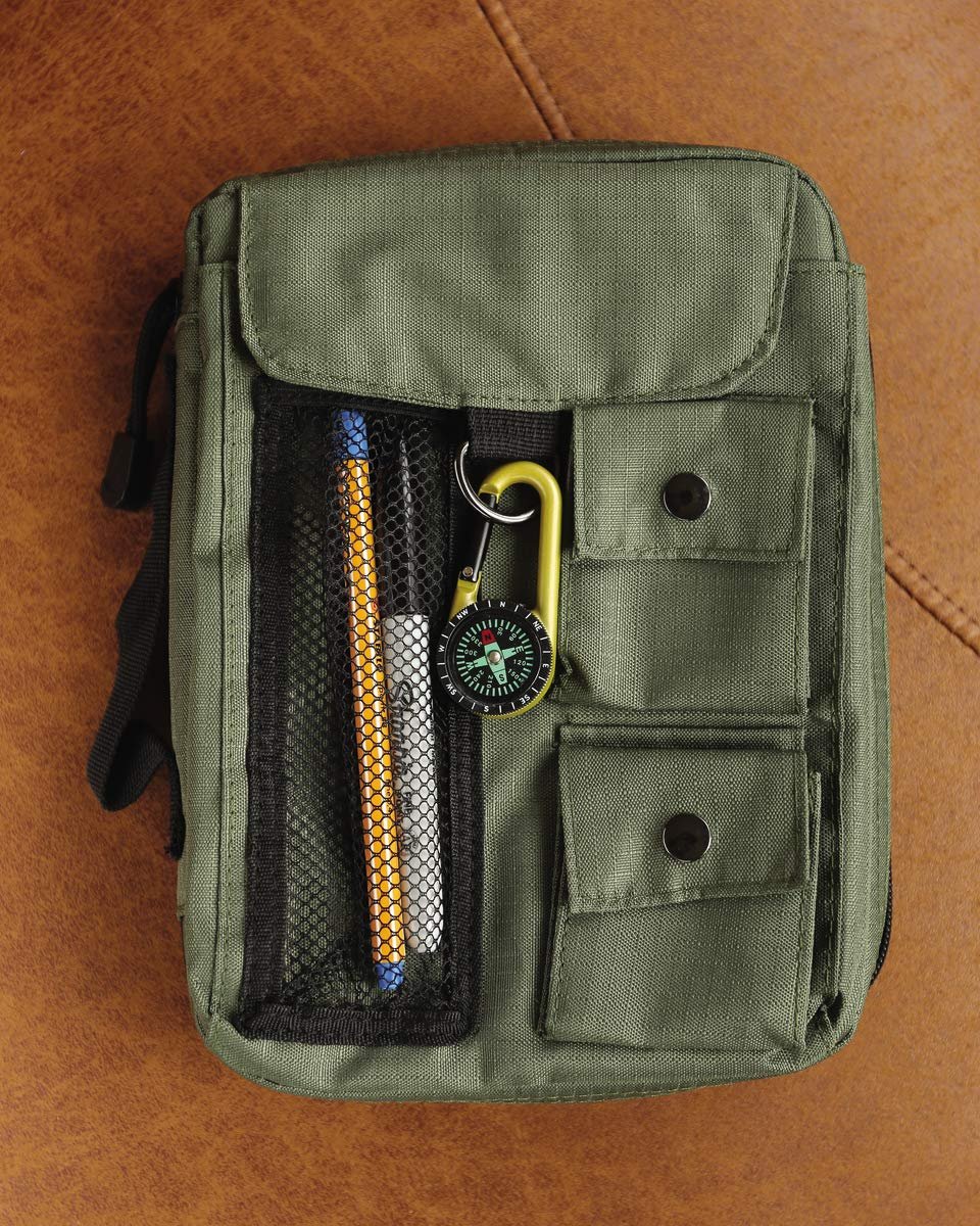 Compass Bible Cover, Zippered, with Handle, Nylon, Green, Medium - Image 6
