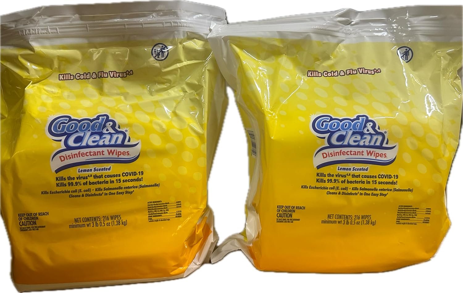 Good & Clean Disinfectant Wipes, Refreshing Lemon Scent, 432 Count (2 Packs of 216), White - Image 2