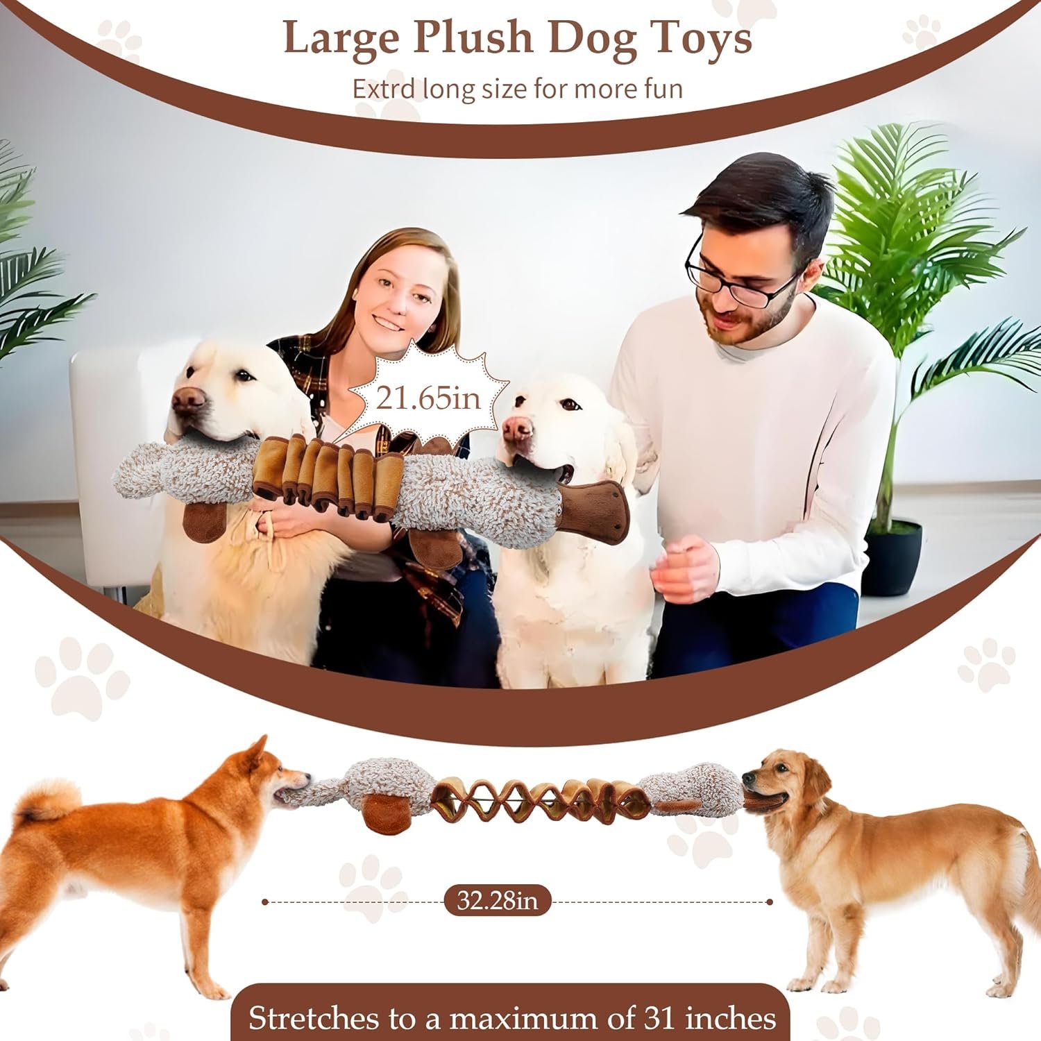 Squeaky Dog Toys, Interactive Tug of War Puppy Toys, Funny Plush Dog Chew Toys, Stuffed Dog Toys for Small,Medium and Large Dogs - Platypus - Image 5
