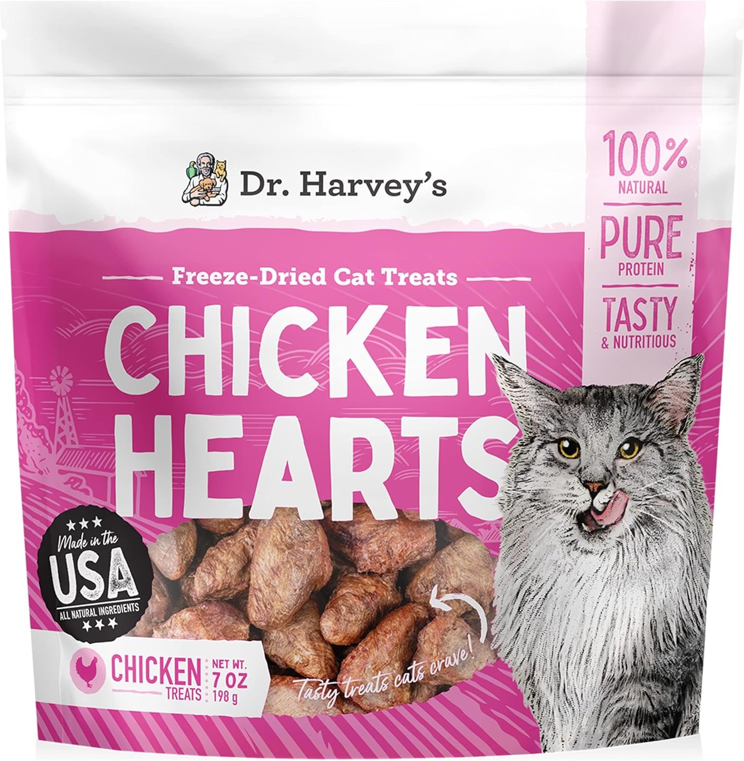 Dr. Harvey's Chicken Hearts Freeze Dried Training Cat Treats with Real Chicken Hearts for Cats, 7 Ounces - Image 2