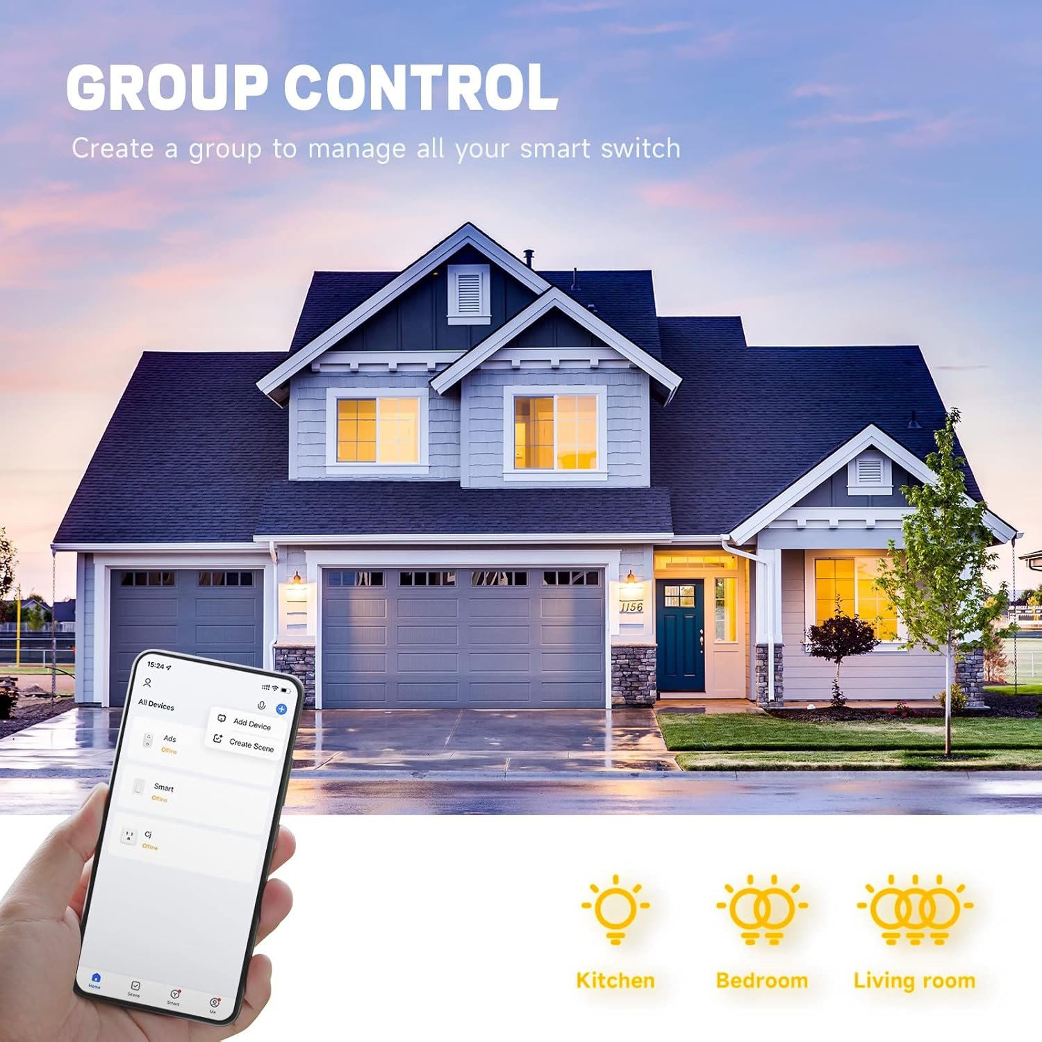 Smart Light Switch, Single Pole Smart Switch Compatible with Alexa, Google Home, 2.4GHz Wi-Fi Remote Control Light Switch, Neutral Wire Required, ETL & FCC Listed, 2 Pack - Image 7